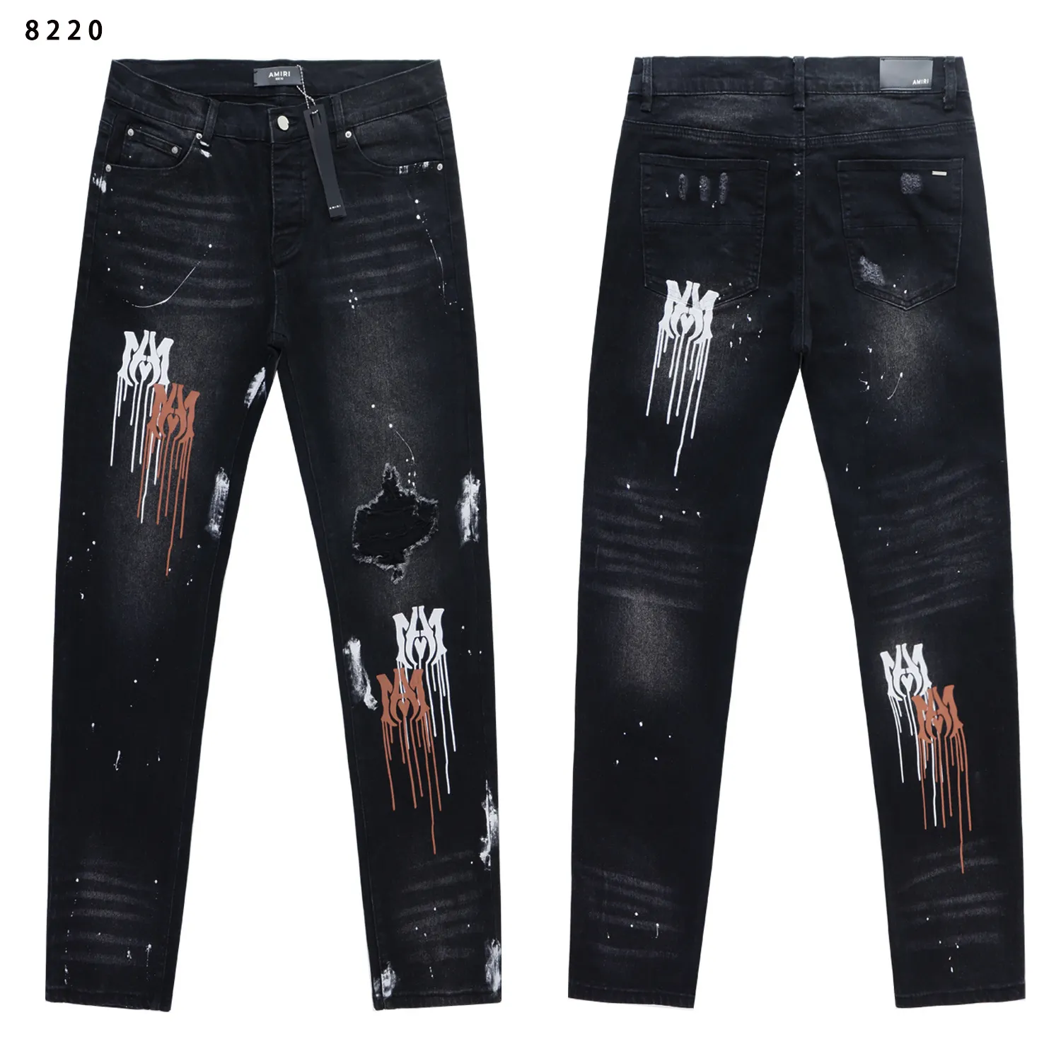Distressed Graphic Print Slim-Fit Jeans D13512257 — view 3