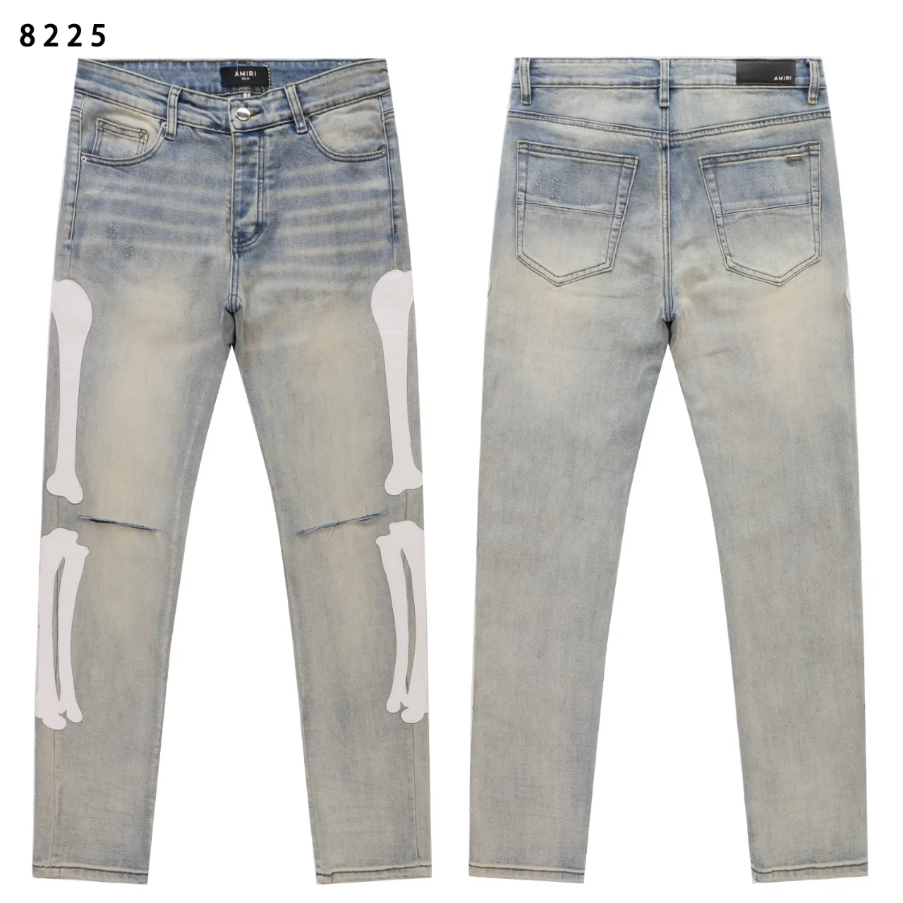 Skeleton Appliqué Distressed Slim-Fit Jeans D13812215 — view 3