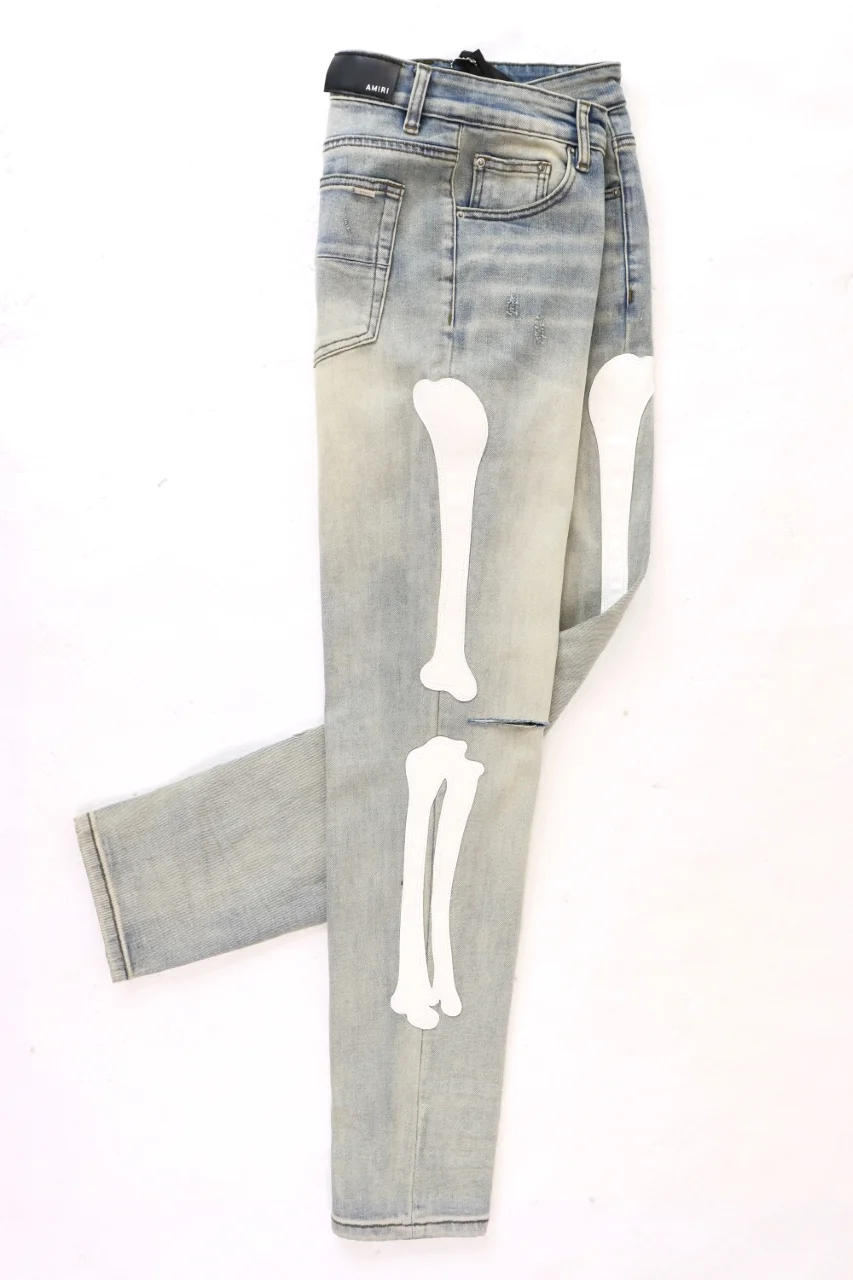 Skeleton Appliqué Distressed Slim-Fit Jeans D13812215 — view 5
