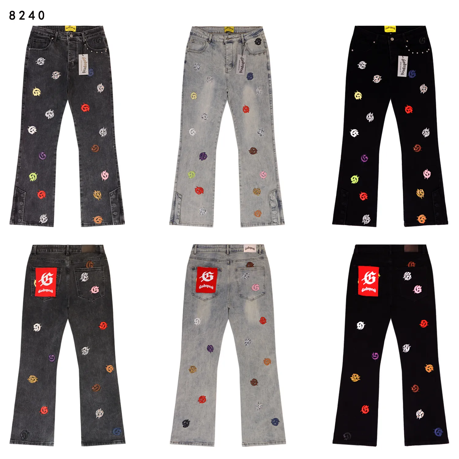 Godspeed Embroidered Flare-Leg Jeans D14812255