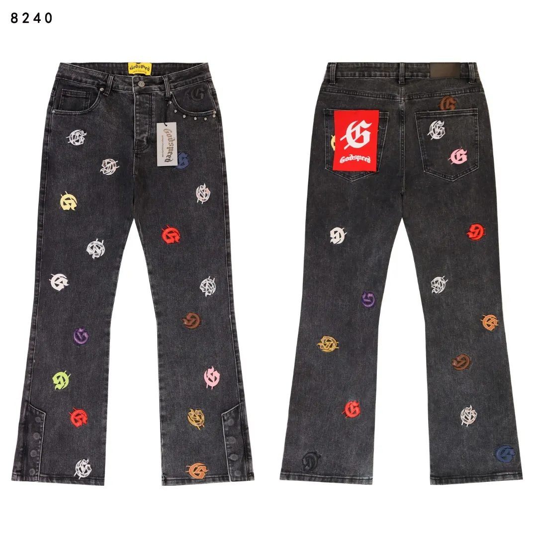 Godspeed Embroidered Flare-Leg Jeans D14812255 — view 3