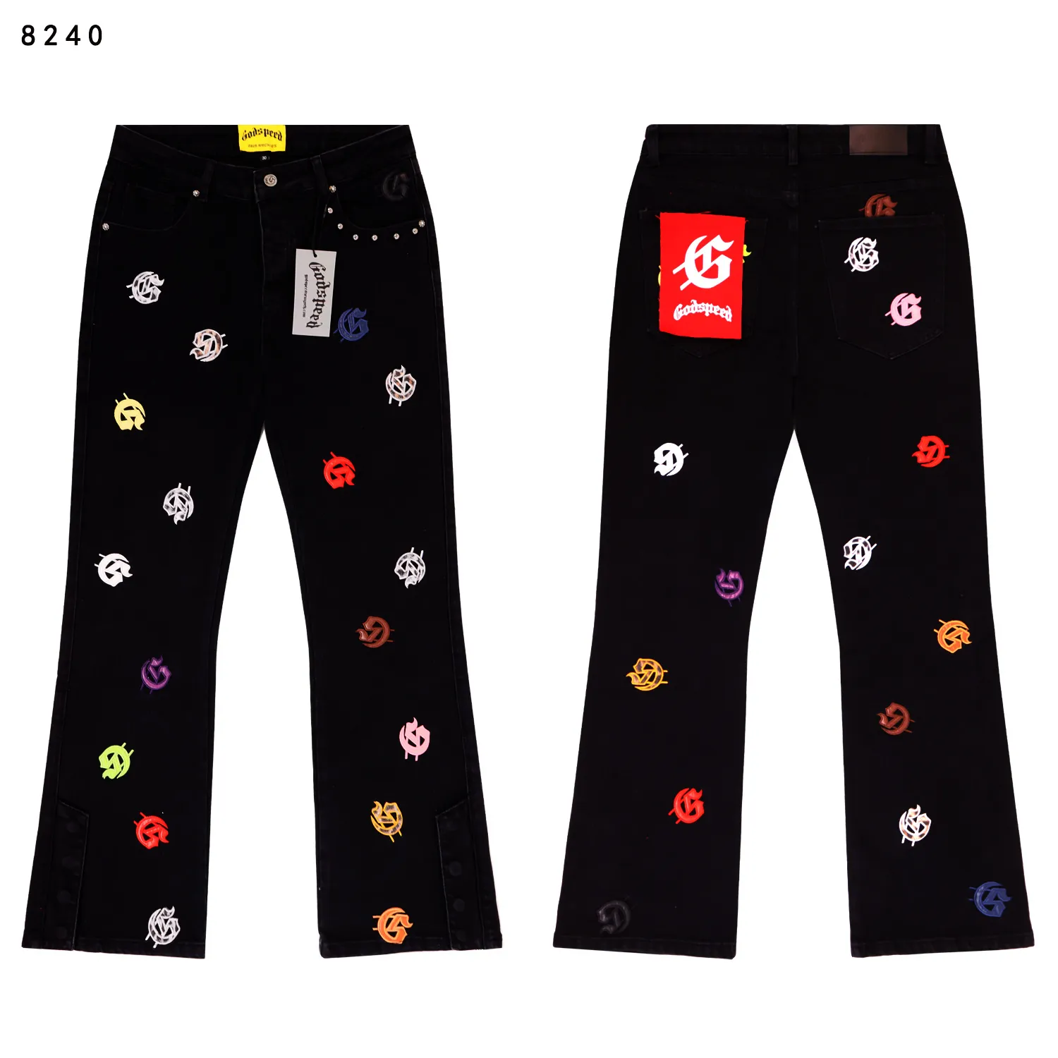 Godspeed Embroidered Flare-Leg Jeans D14812255 — view 4