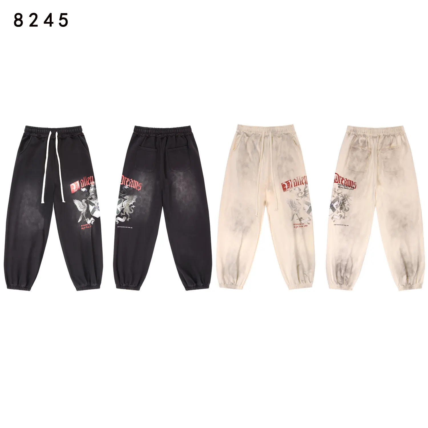 Graphic Print Washed Cotton Sweatpants D12512279