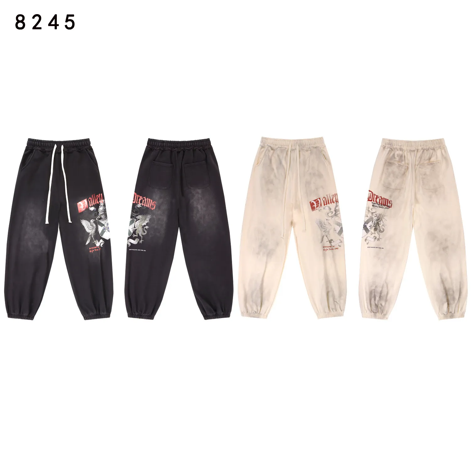 Graphic Print Washed Cotton Sweatpants D12512279