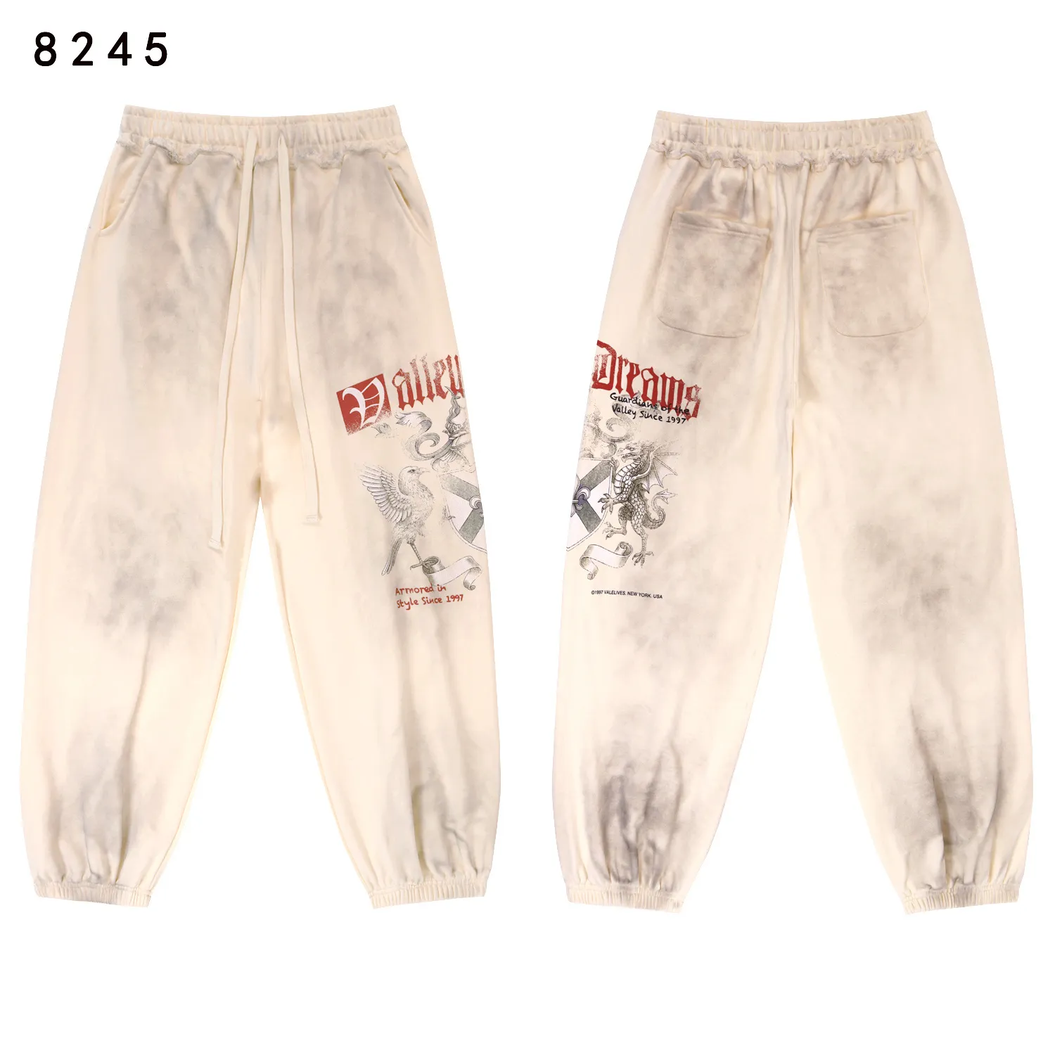 Graphic Print Washed Cotton Sweatpants D12512279 — view 3