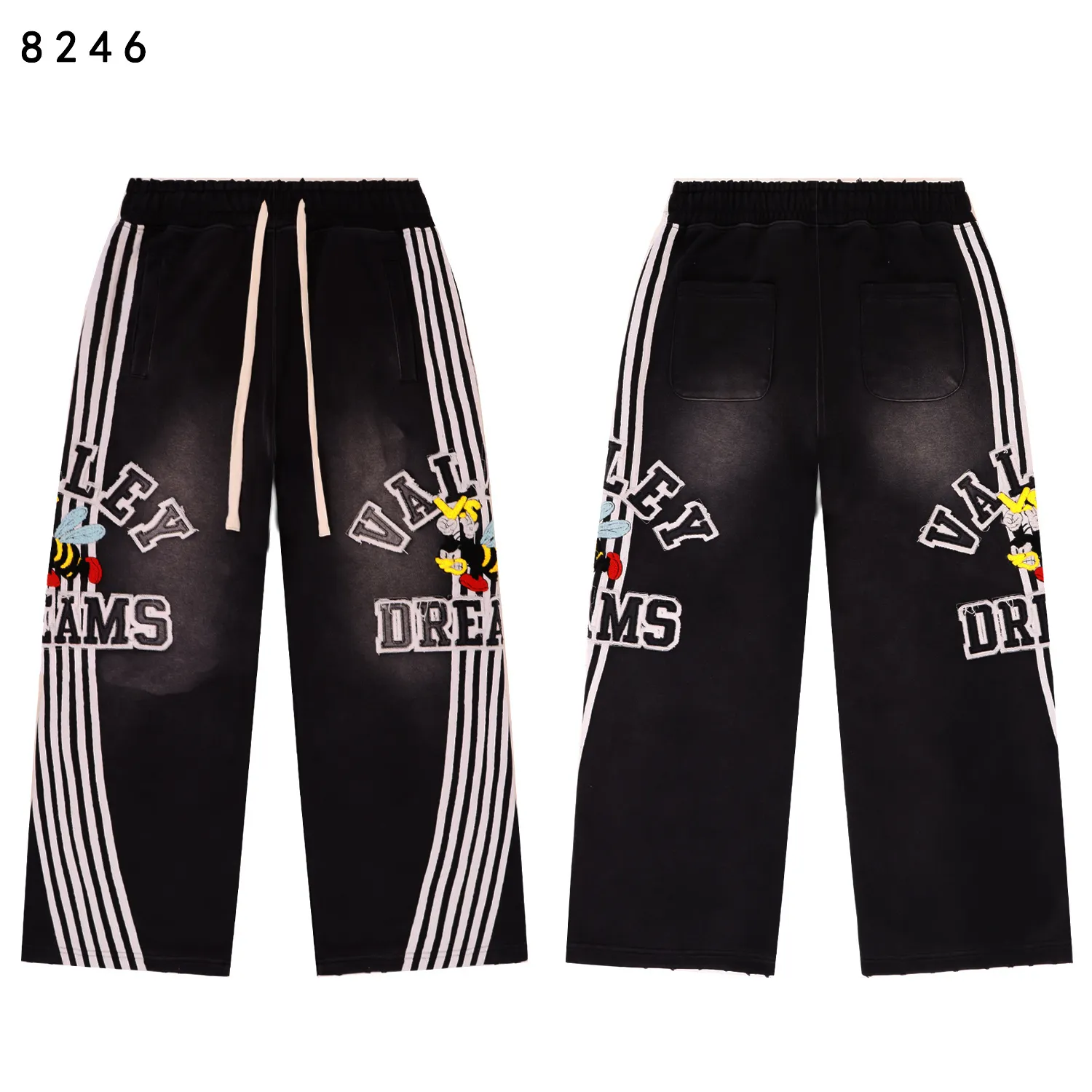 Embroidered Straight-Leg Washed Sweatpants D16012220 — view 3