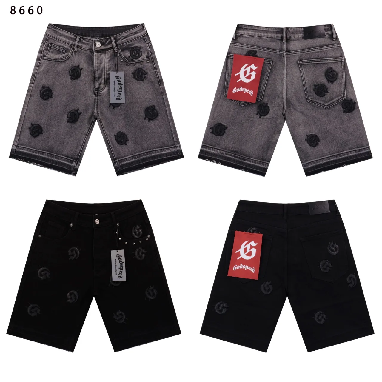 Godspeed Embroidered Denim Shorts D11812286