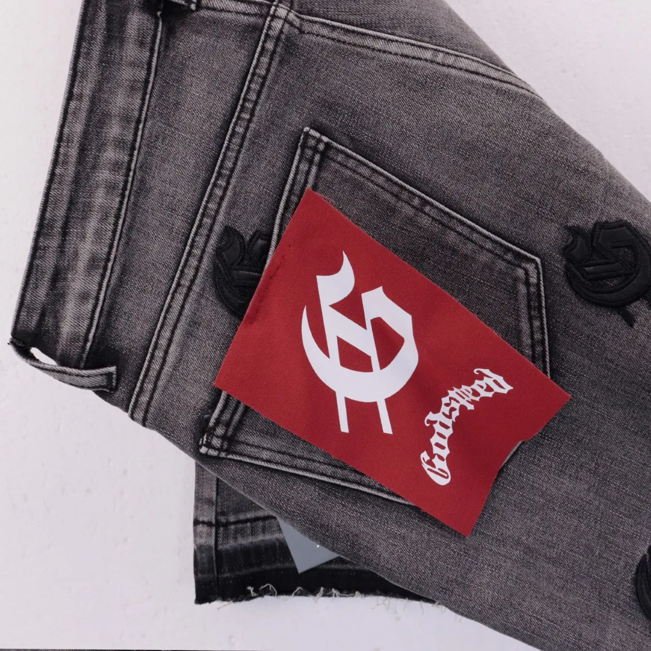 Godspeed Embroidered Denim Shorts D11812286 — view 4