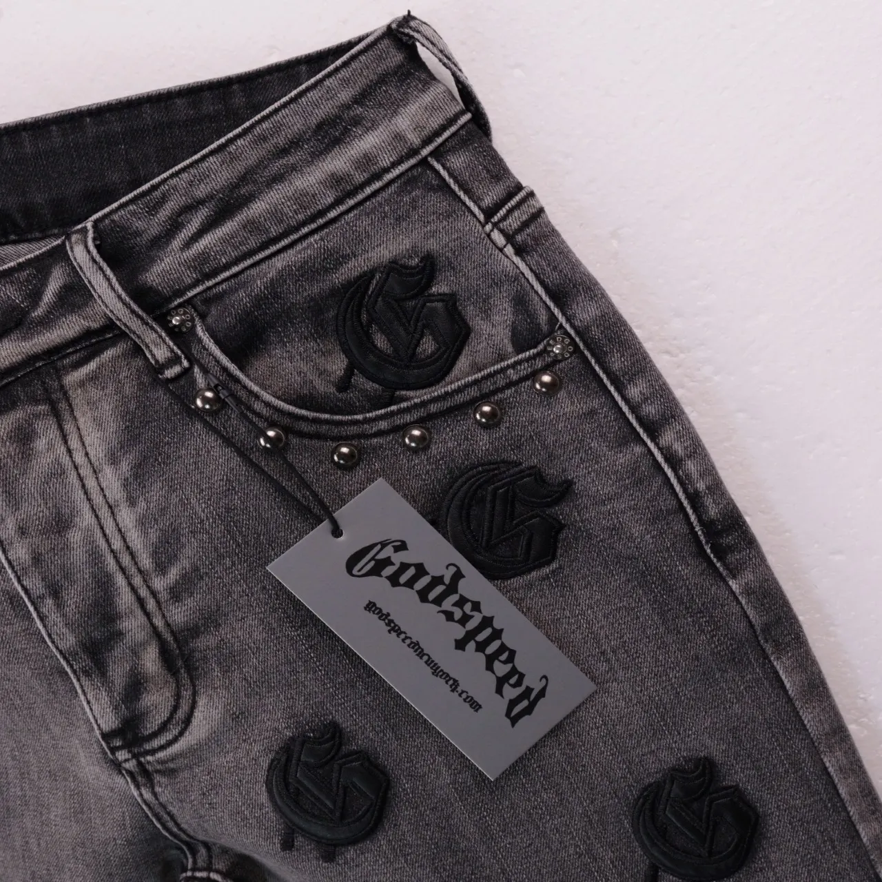 Godspeed Embroidered Denim Shorts D11812286 — view 5