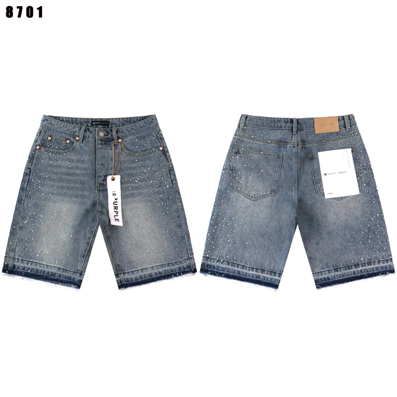 Crystal-Embellished Denim Shorts D12512173 — view 2