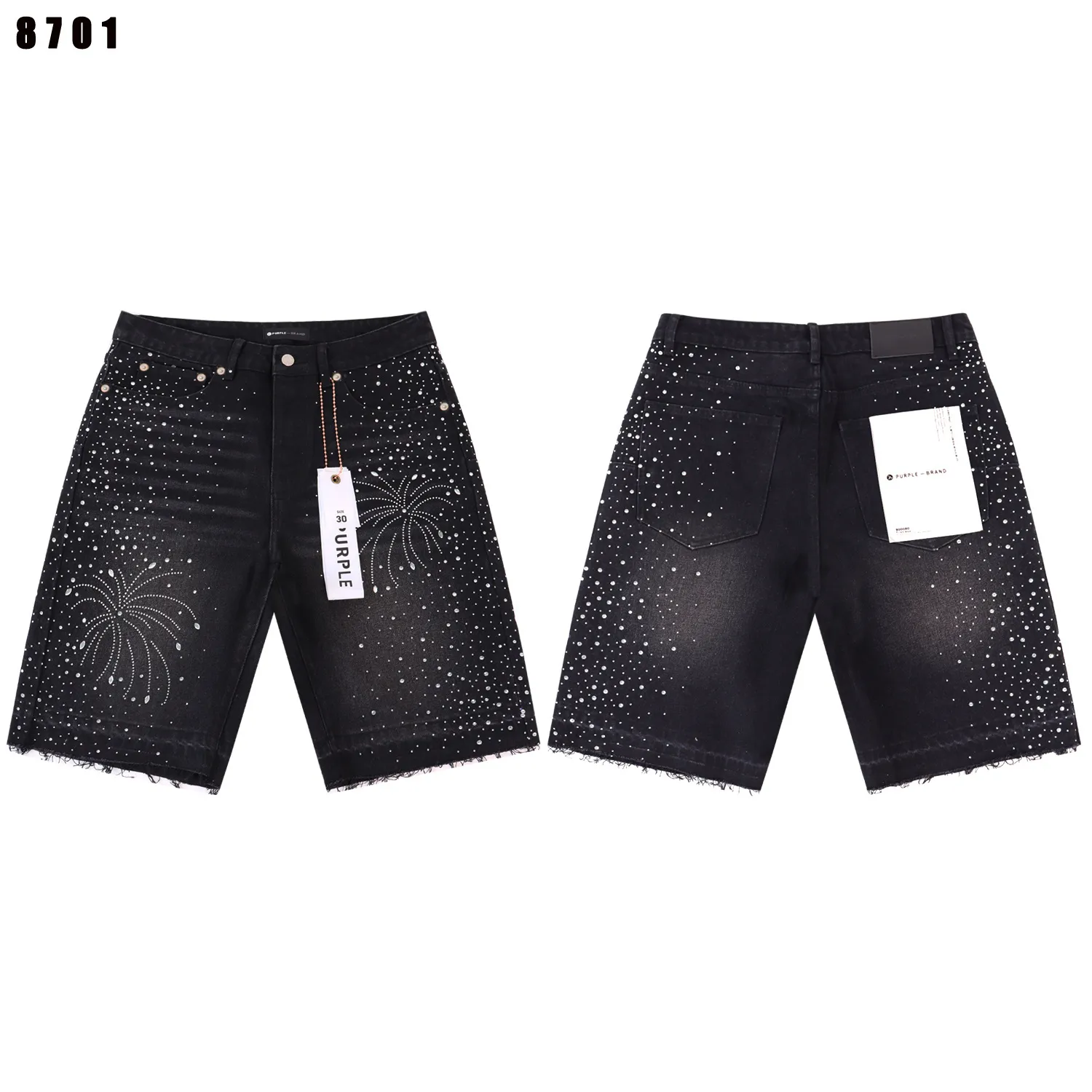 Crystal-Embellished Denim Shorts D12512173 — view 3