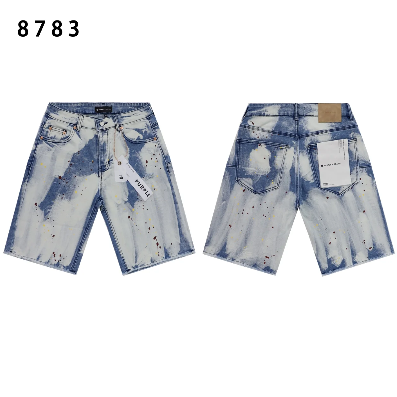 Hand-Painted Distressed Denim Shorts D11512261
