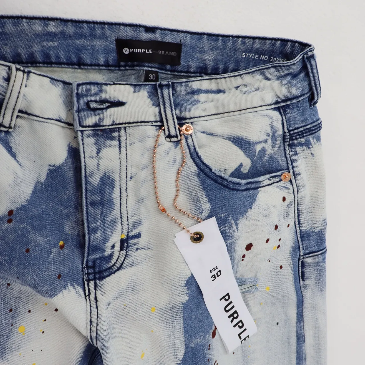 Hand-Painted Distressed Denim Shorts D11512261 — view 6
