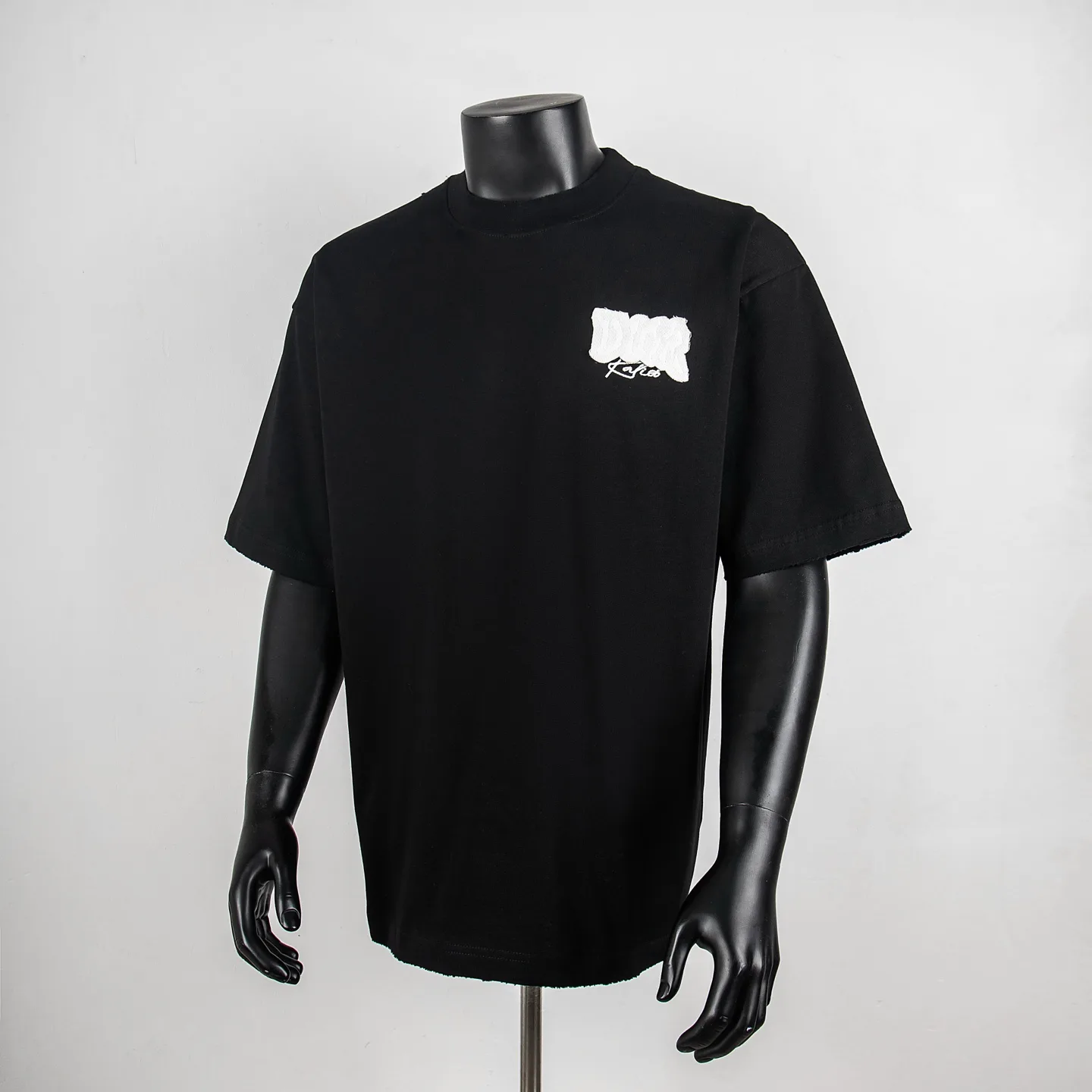 Logo Embroidery Distressed Cotton T-Shirt D12512716