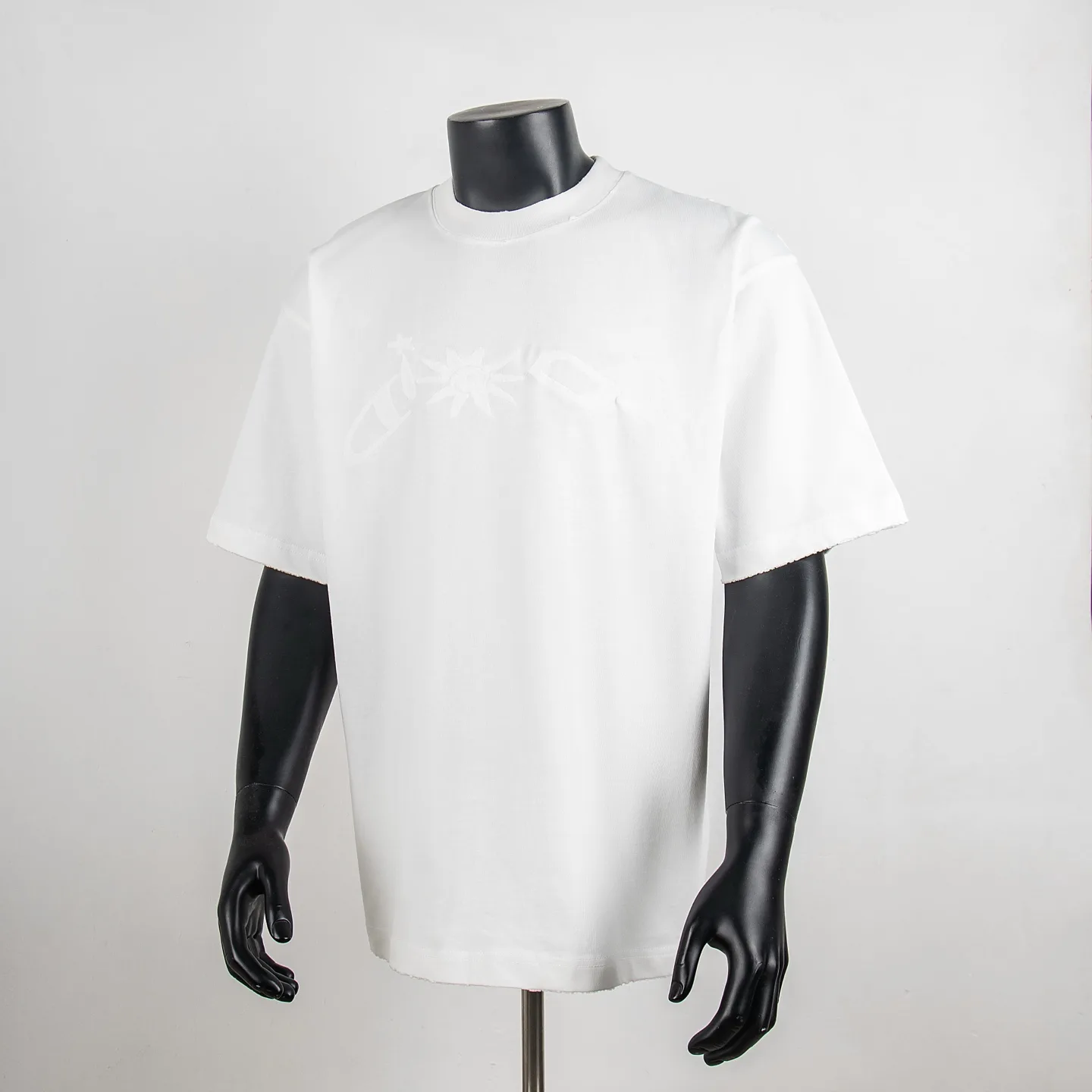 Distressed Logo Embroidery Cotton T-Shirt D11912713