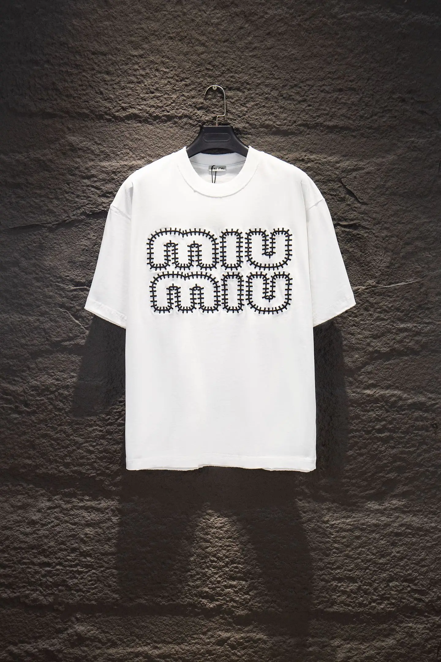 Embroidered Distressed Oversized T-Shirt D12915471