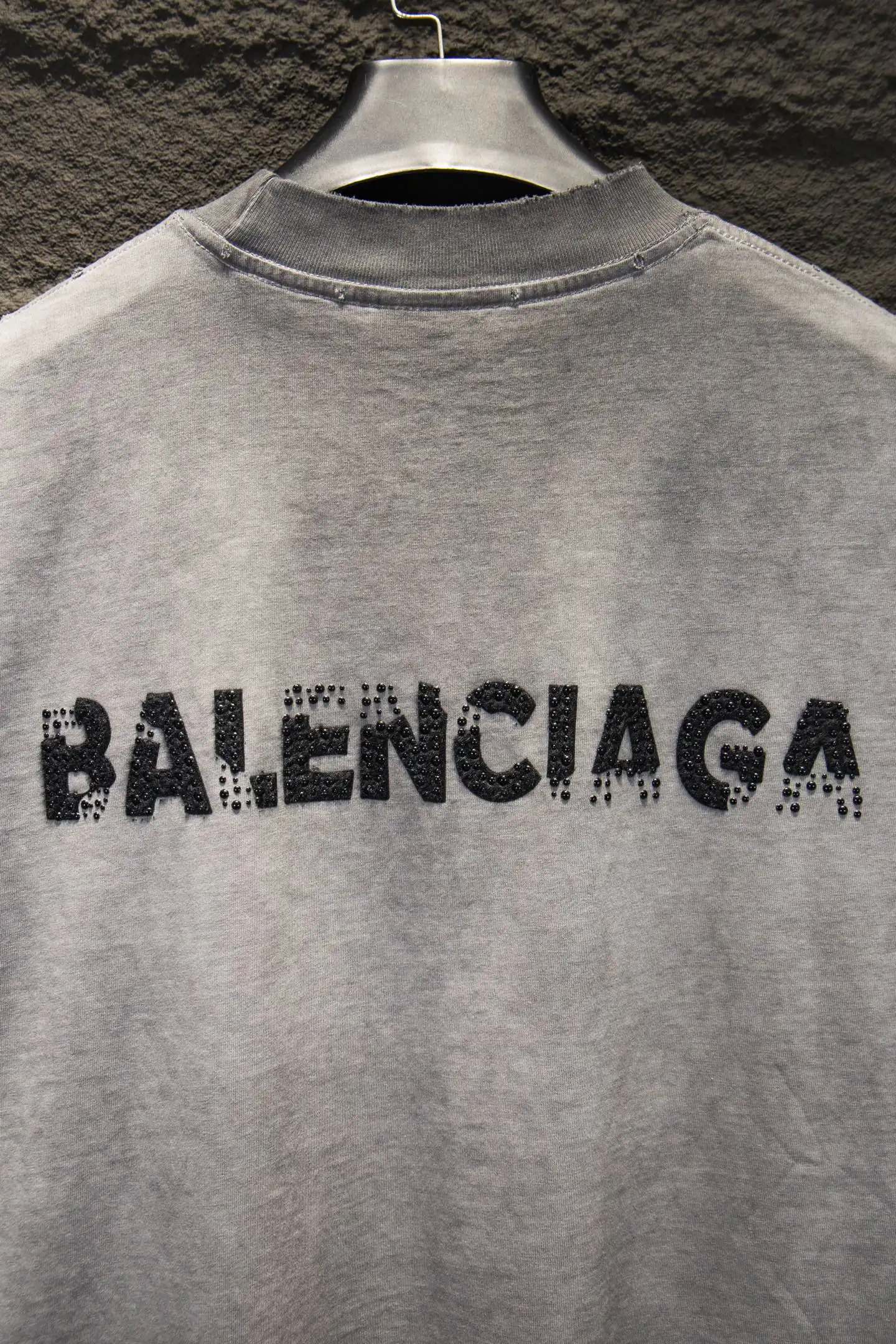 Oversized Distressed Rhinestone Logo T-Shirt D12515397 — view 5