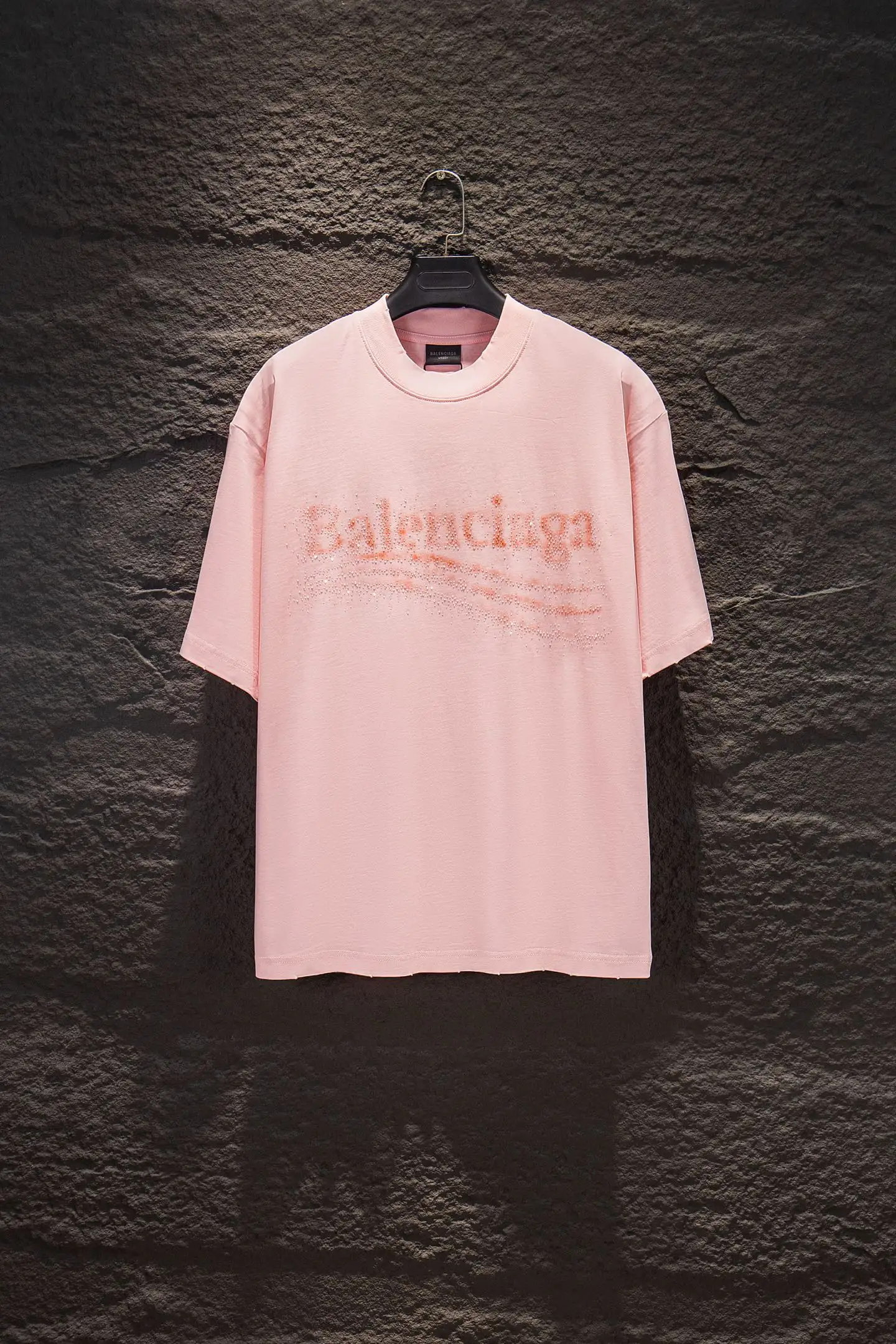 Rhinestone Logo Distressed Oversized T-Shirt D13015392