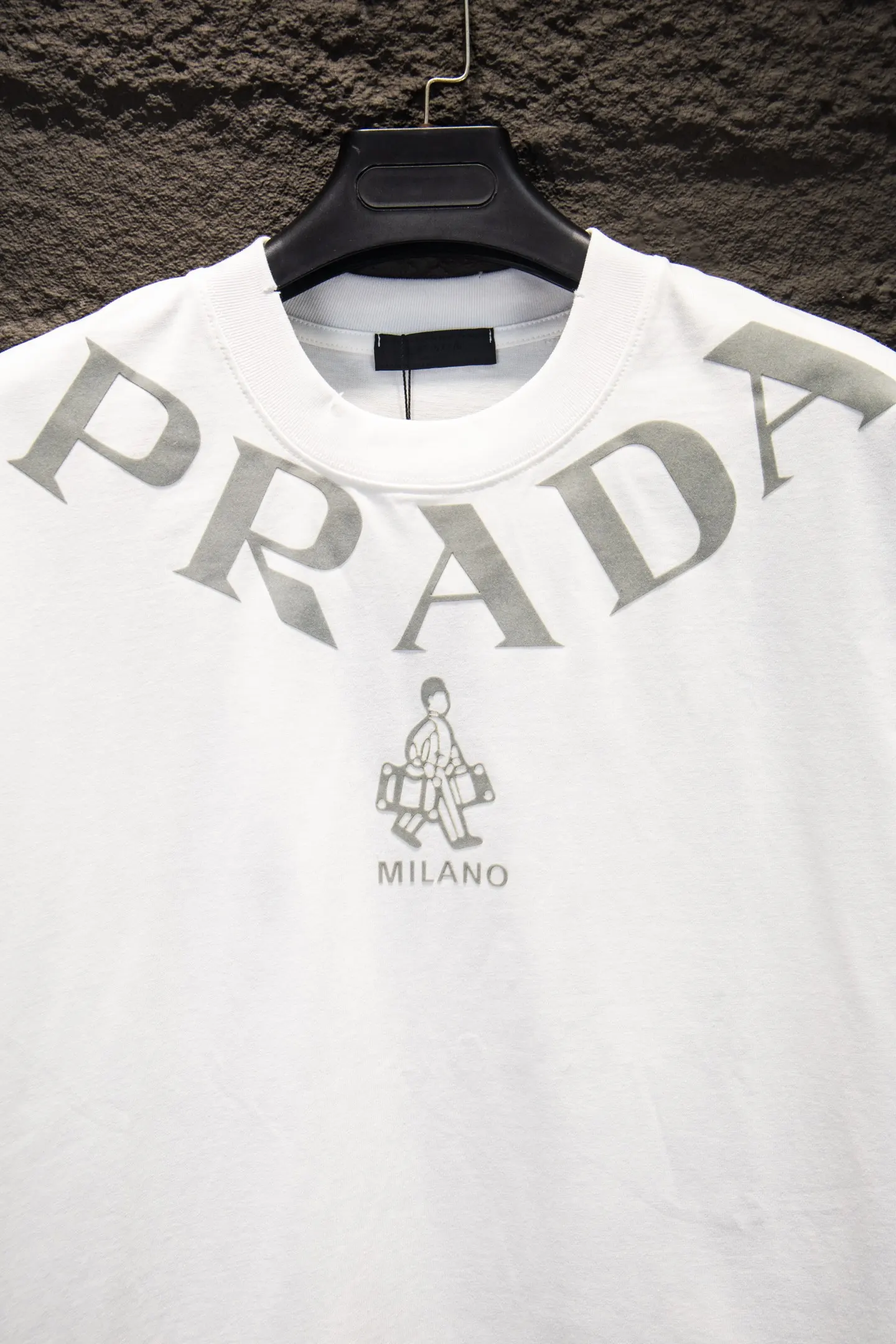 Logo-Print Flocked Cotton T-Shirt D12515477 — view 4
