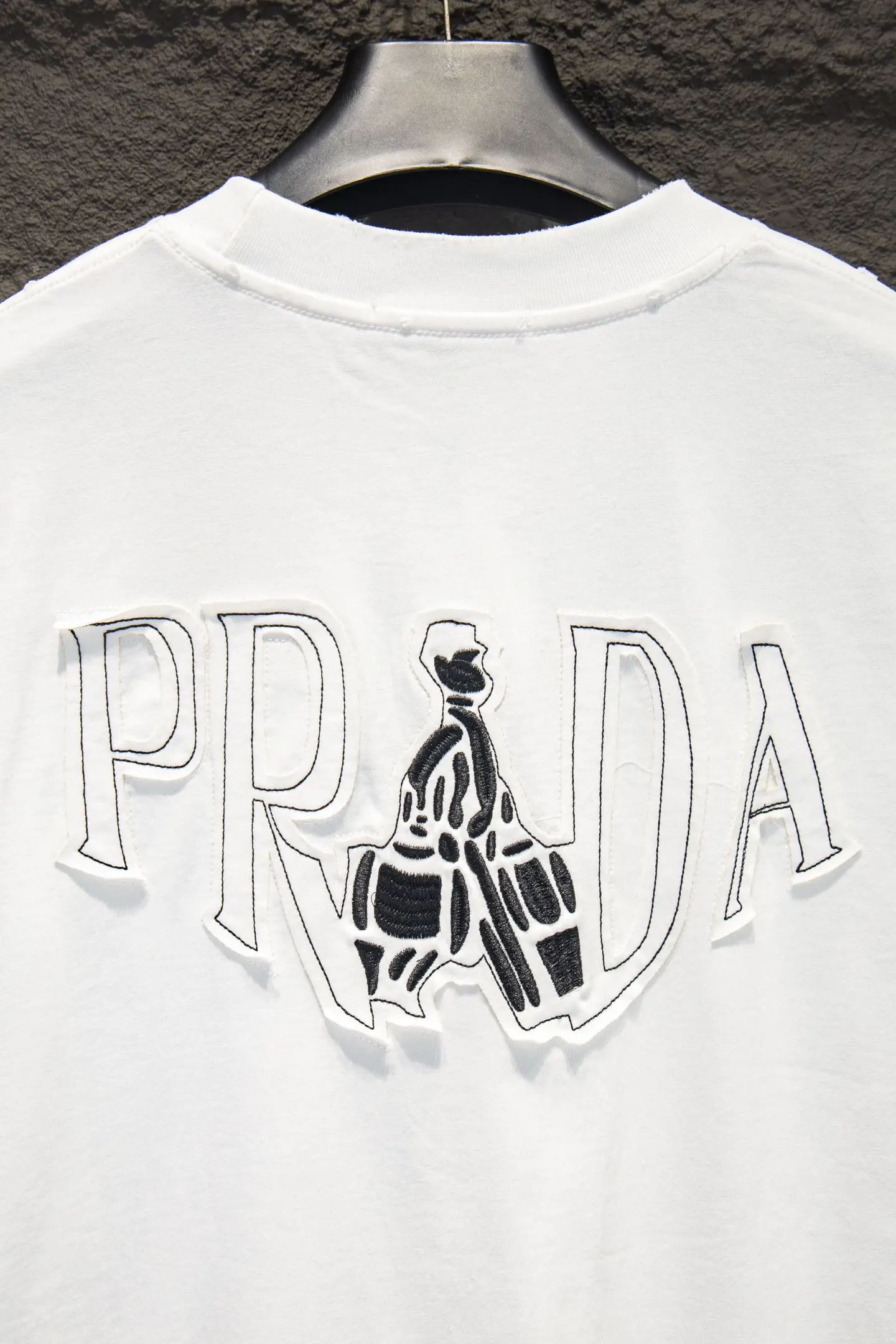 Distressed Embroidered Cotton T-Shirt D12515475 — view 5