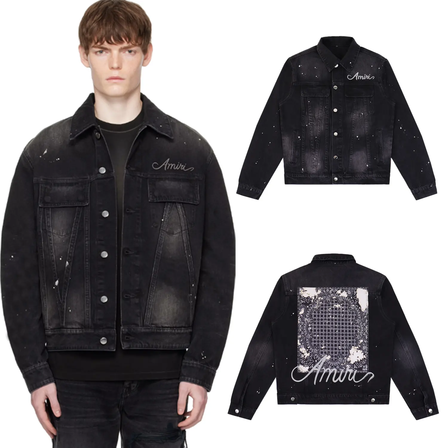 Logo-Embroidered Distressed Denim Jacket D16812274