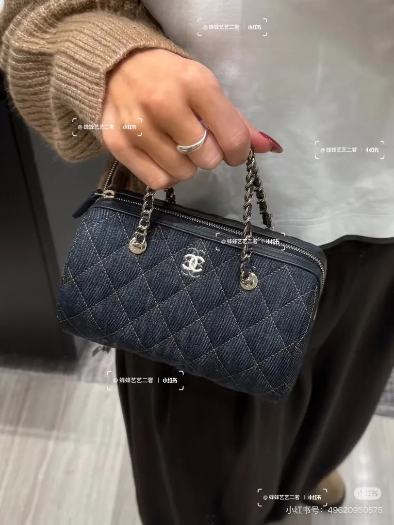 Chanel 25P Denim Bowling Bag D33018406 — view 4