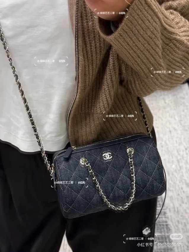 Chanel 25P Denim Bowling Bag D33018406 — view 5