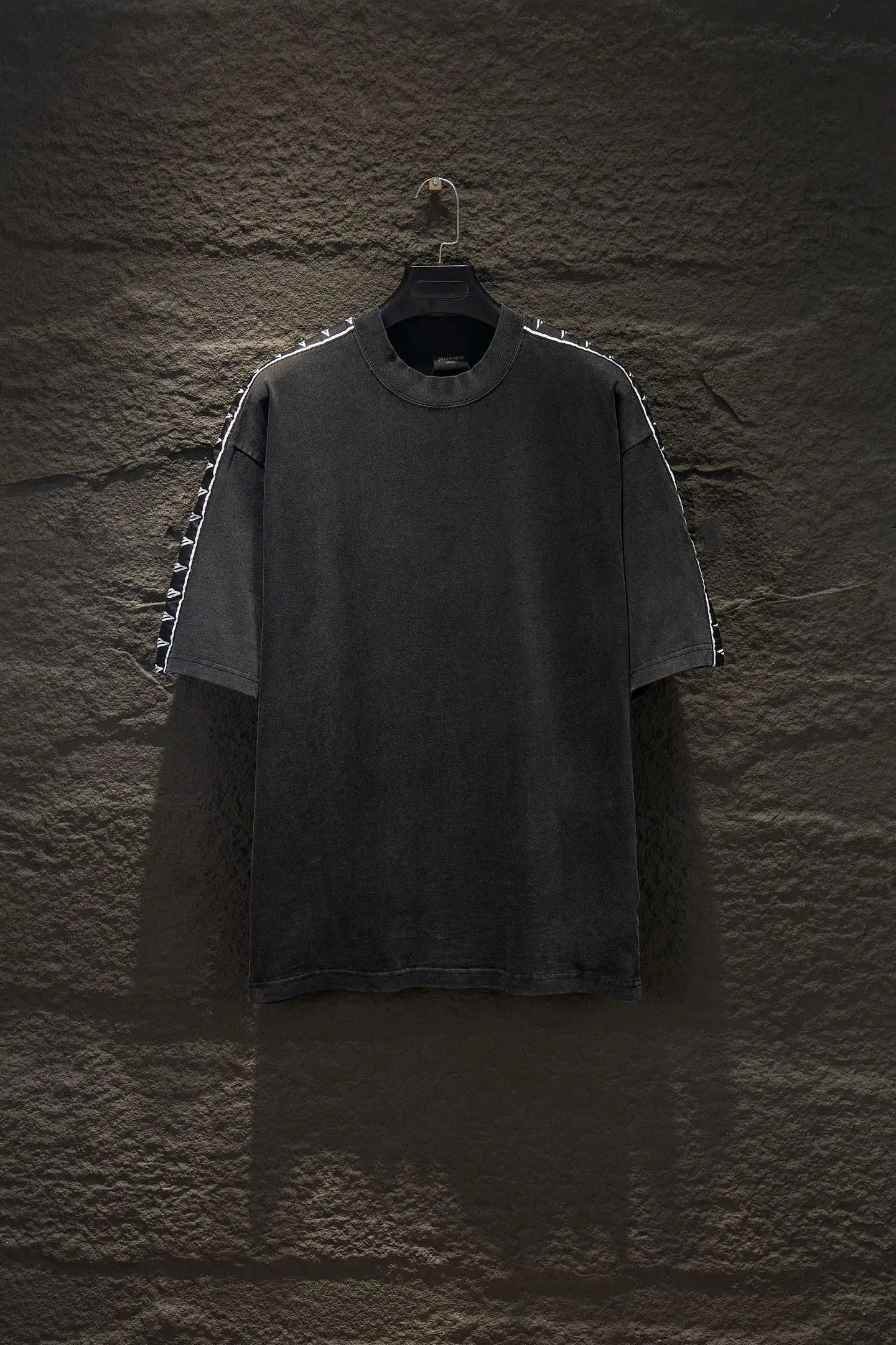 Oversized Washed Cotton T-Shirt with Logo Tape D9924256