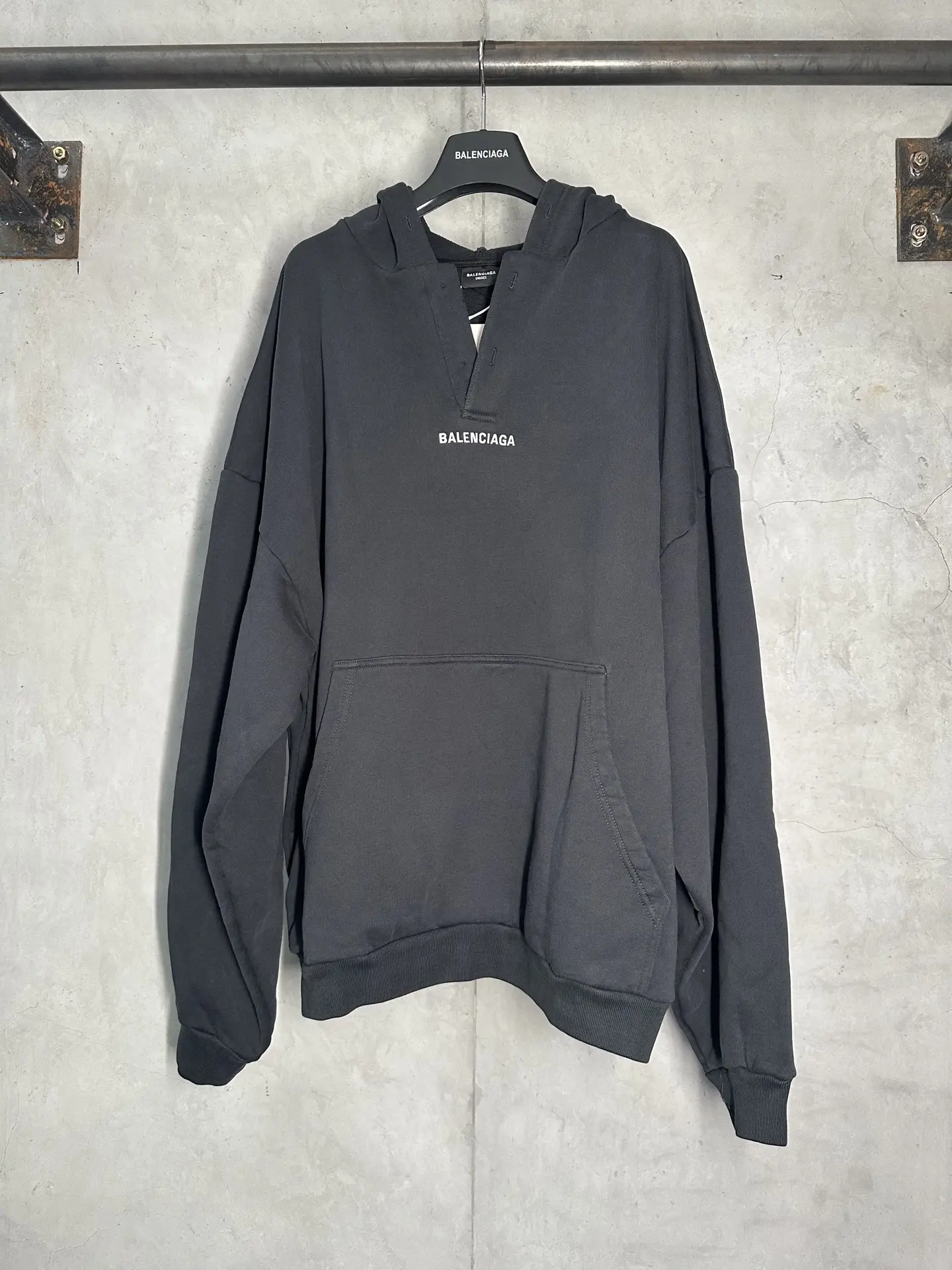 Logo Embroidered Oversized V-Neck Hoodie D22012342