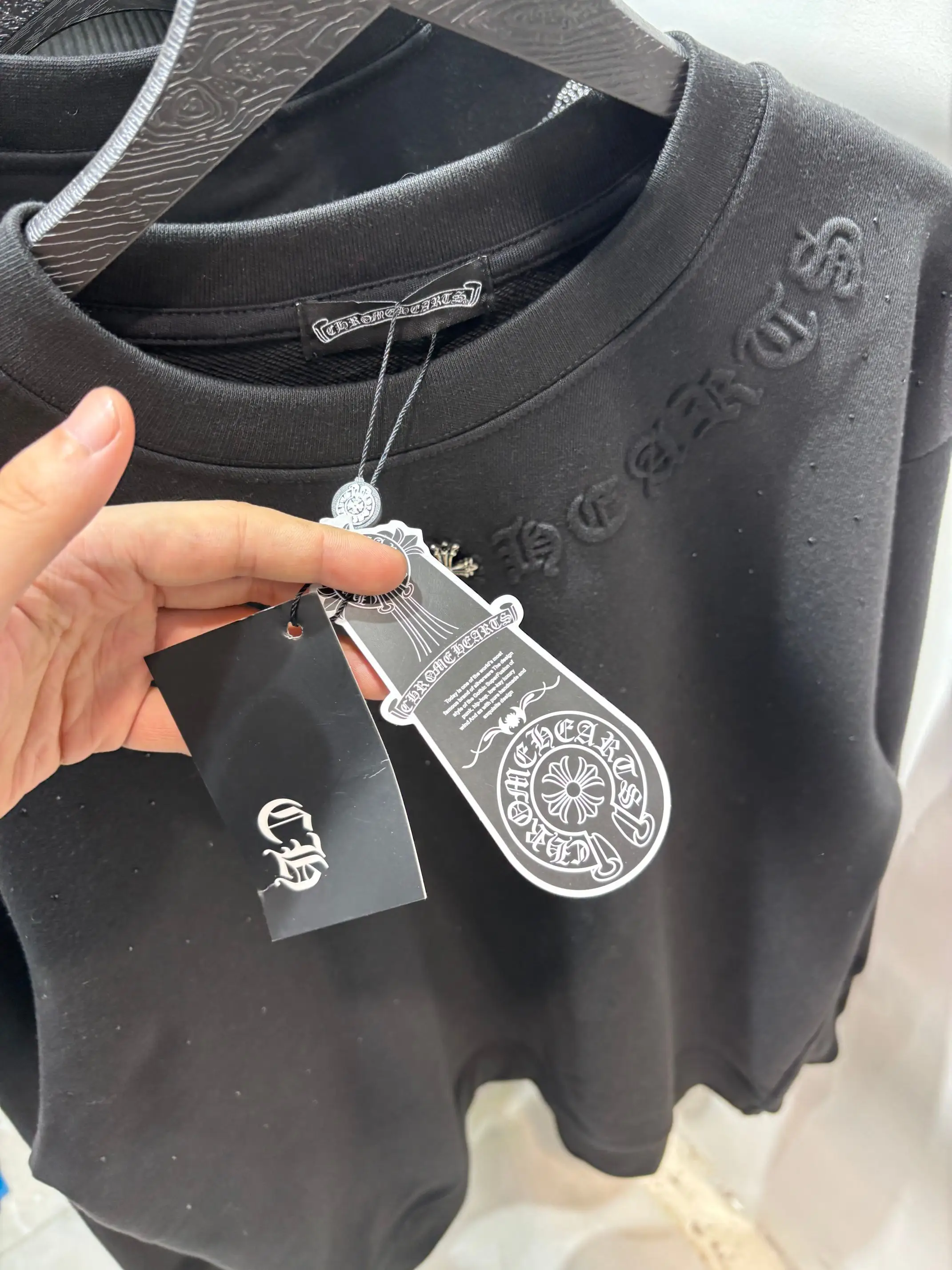 Embossed Logo Rhinestone Crew-Neck Sweatshirt D14513851 — view 7