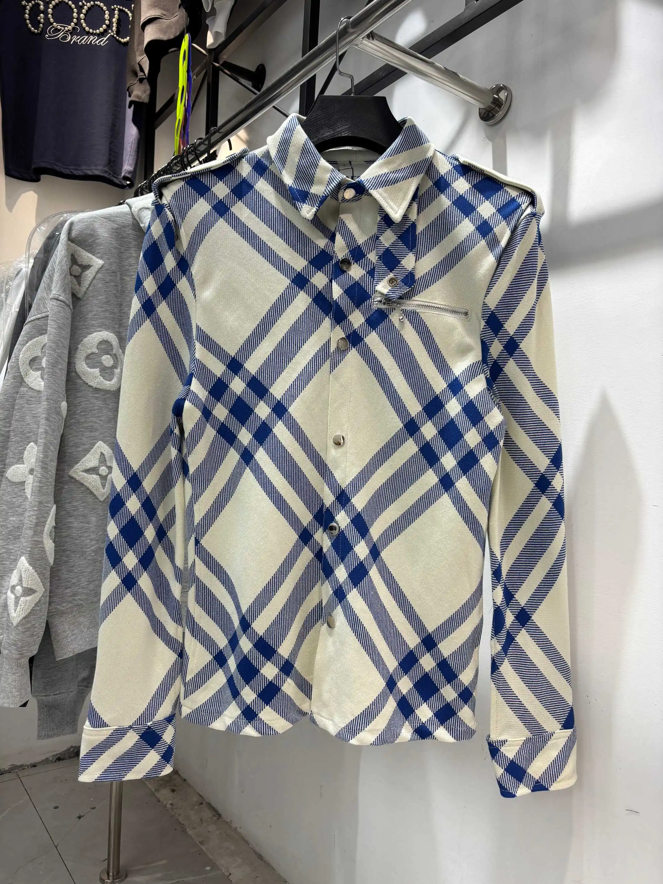 Check Wool-Blend Zip-Detail Jacket D18013850