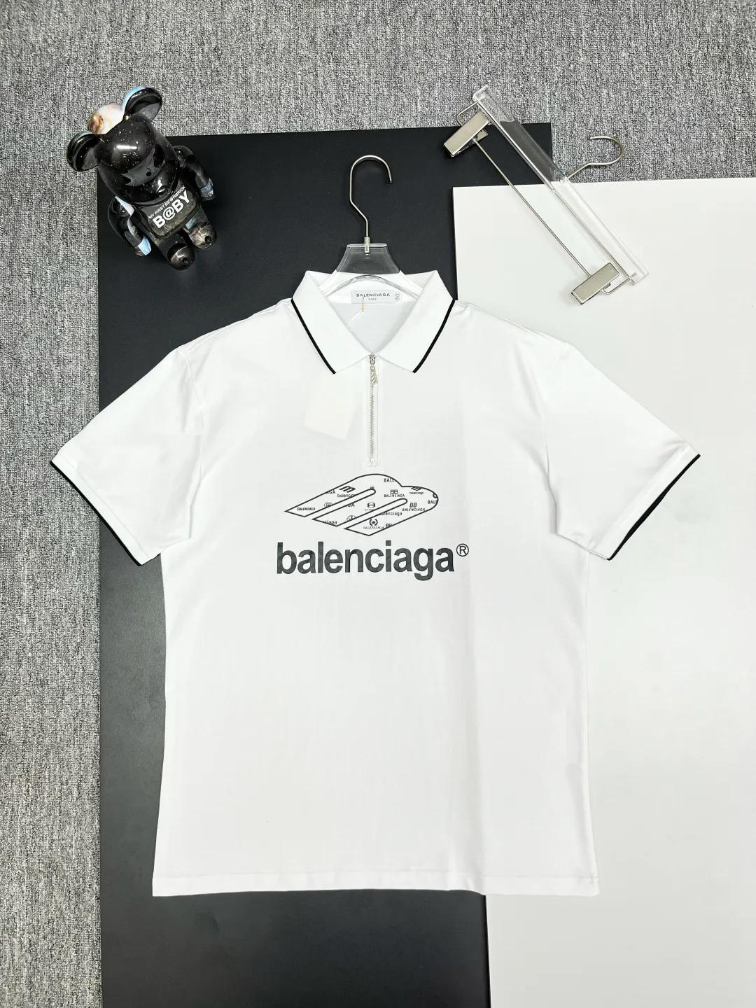 Logo Print Quarter-Zip Polo Shirt D11018834