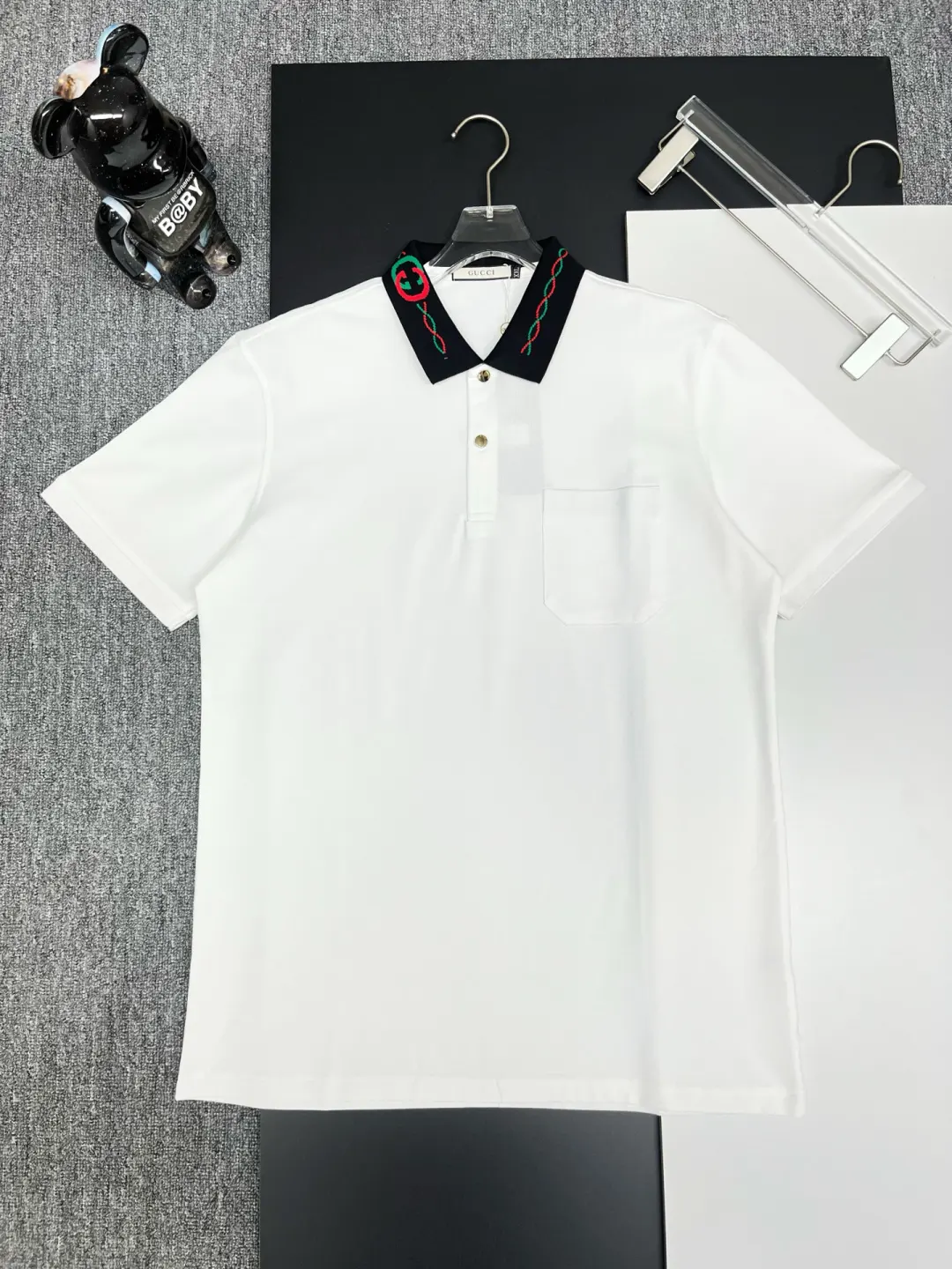 Embroidered Collar Cotton Pique Polo Shirt D11018832