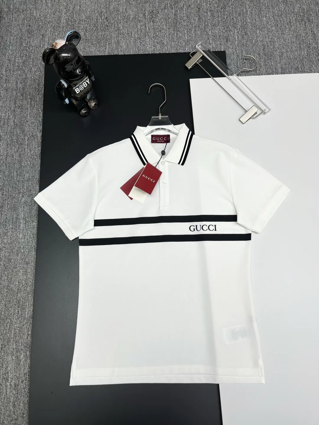 Logo Stripe Cotton Piqué Polo Shirt D11018857