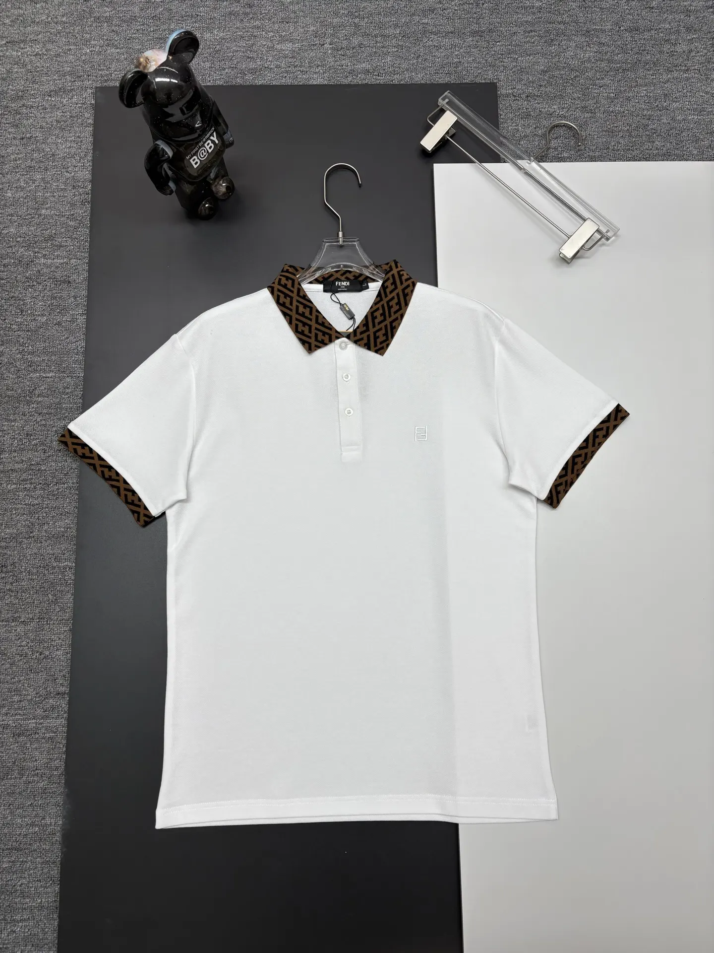 Monogram Trim Cotton-Piqué Polo Shirt D11018909