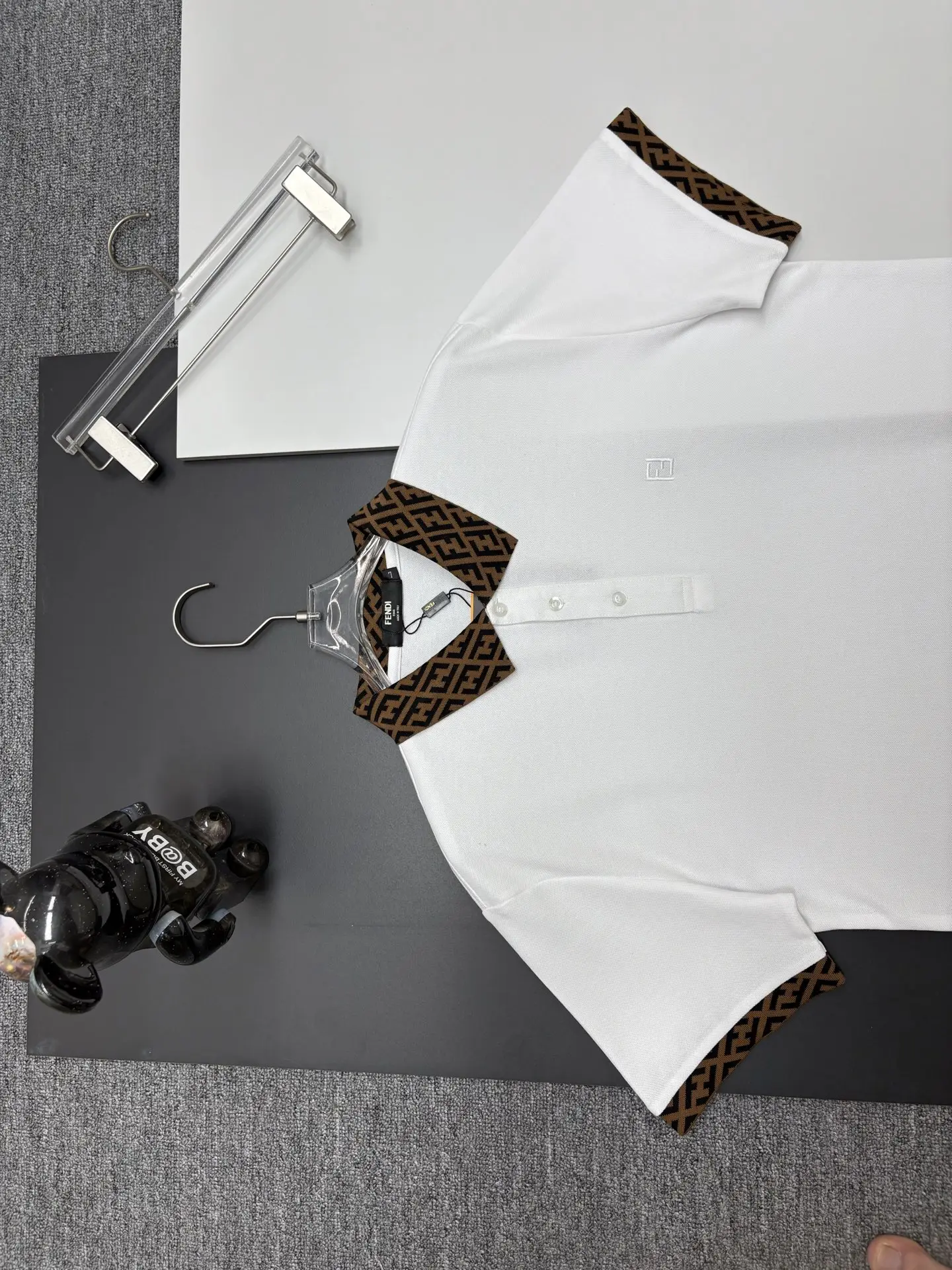 Monogram Trim Cotton-Piqué Polo Shirt D11018909 — view 3
