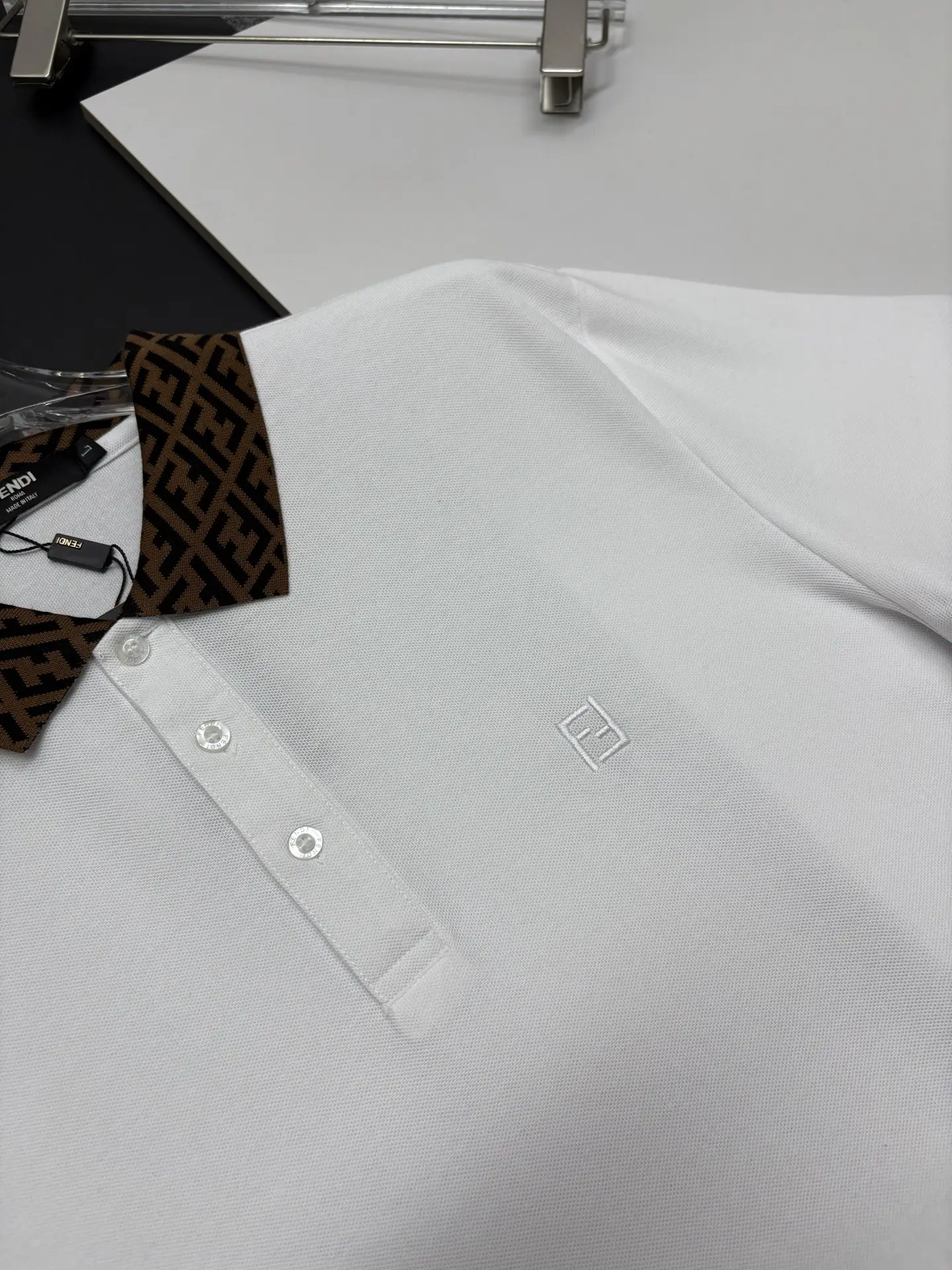 Monogram Trim Cotton-Piqué Polo Shirt D11018909 — view 5