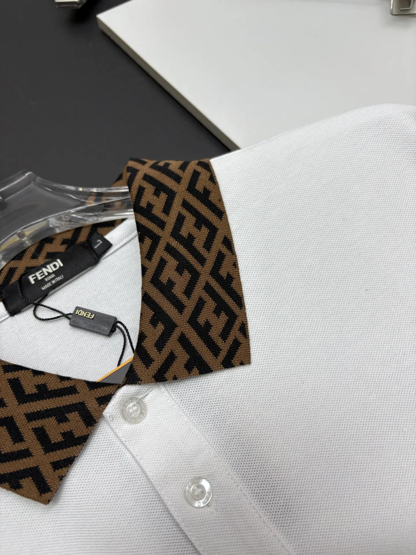 Monogram Trim Cotton-Piqué Polo Shirt D11018909 — view 6