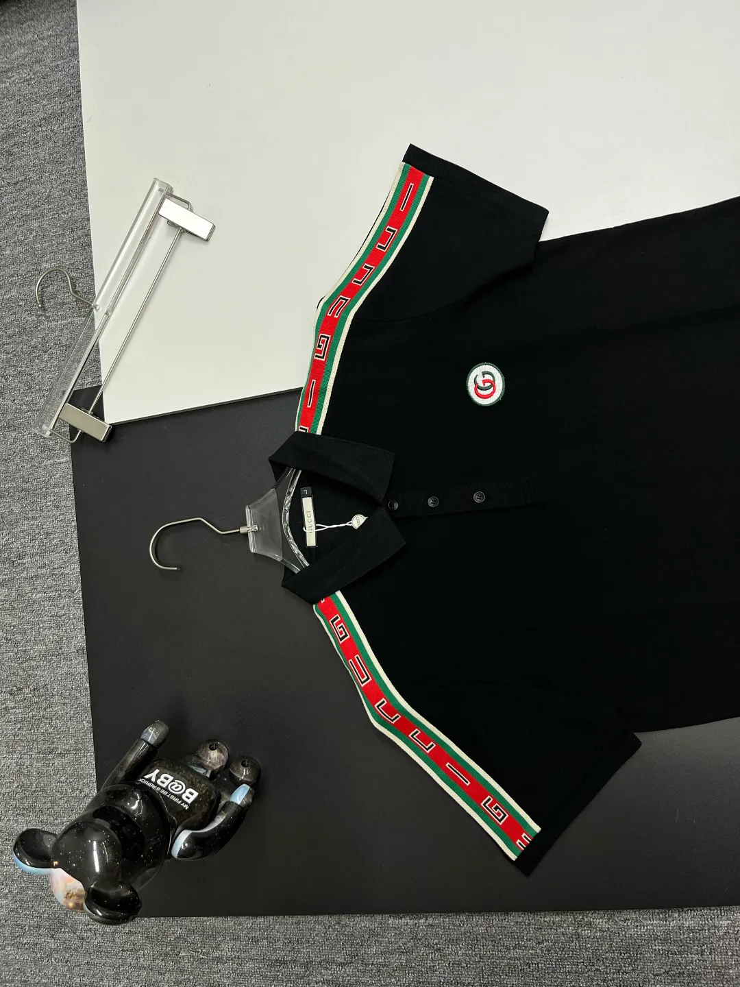 Logo-Patch Web-Stripe Cotton Polo Shirt D11018914 — view 2