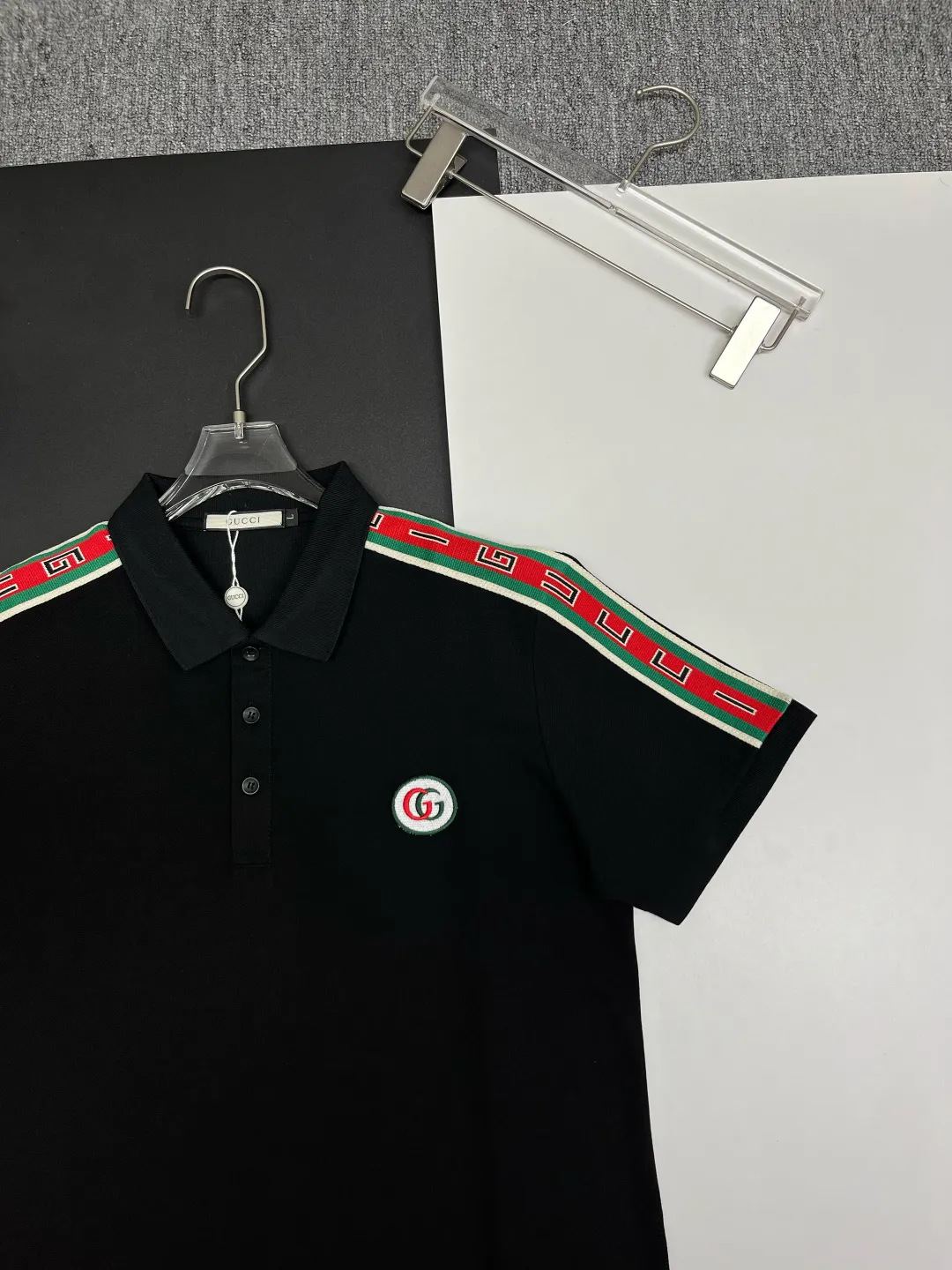 Logo-Patch Web-Stripe Cotton Polo Shirt D11018914 — view 3