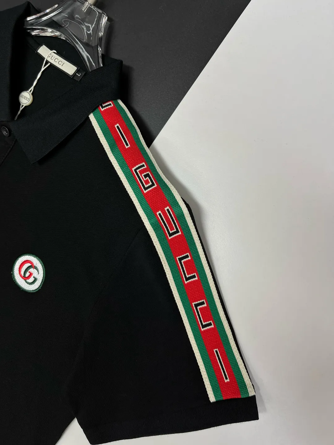 Logo-Patch Web-Stripe Cotton Polo Shirt D11018914 — view 4