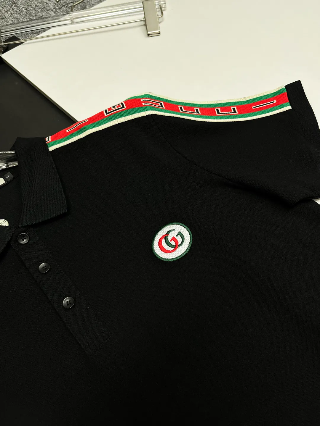 Logo-Patch Web-Stripe Cotton Polo Shirt D11018914 — view 5