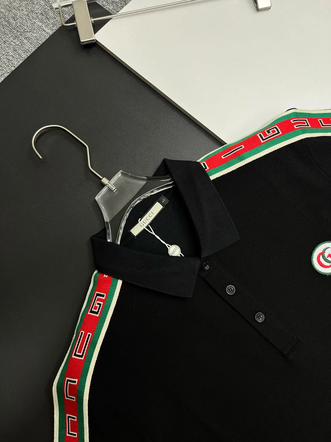 Logo-Patch Web-Stripe Cotton Polo Shirt D11018914 — view 6