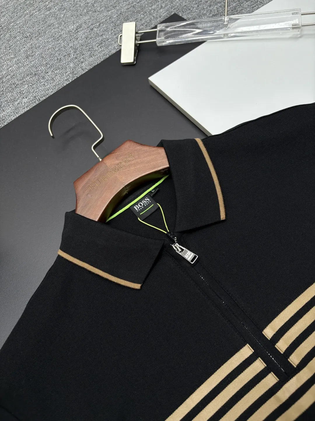 Boss Quarter-Zip Striped Polo Shirt D11018904 — view 4
