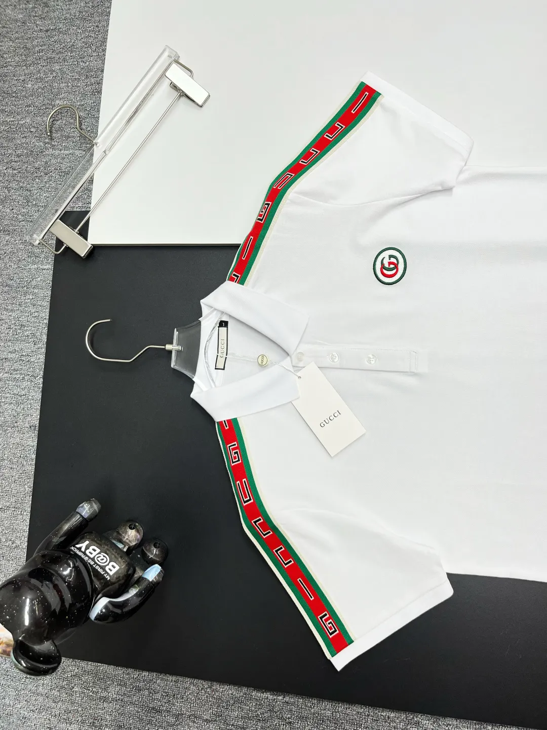 Logo-Embroidered Web-Stripe Polo Shirt D11018913 — view 2