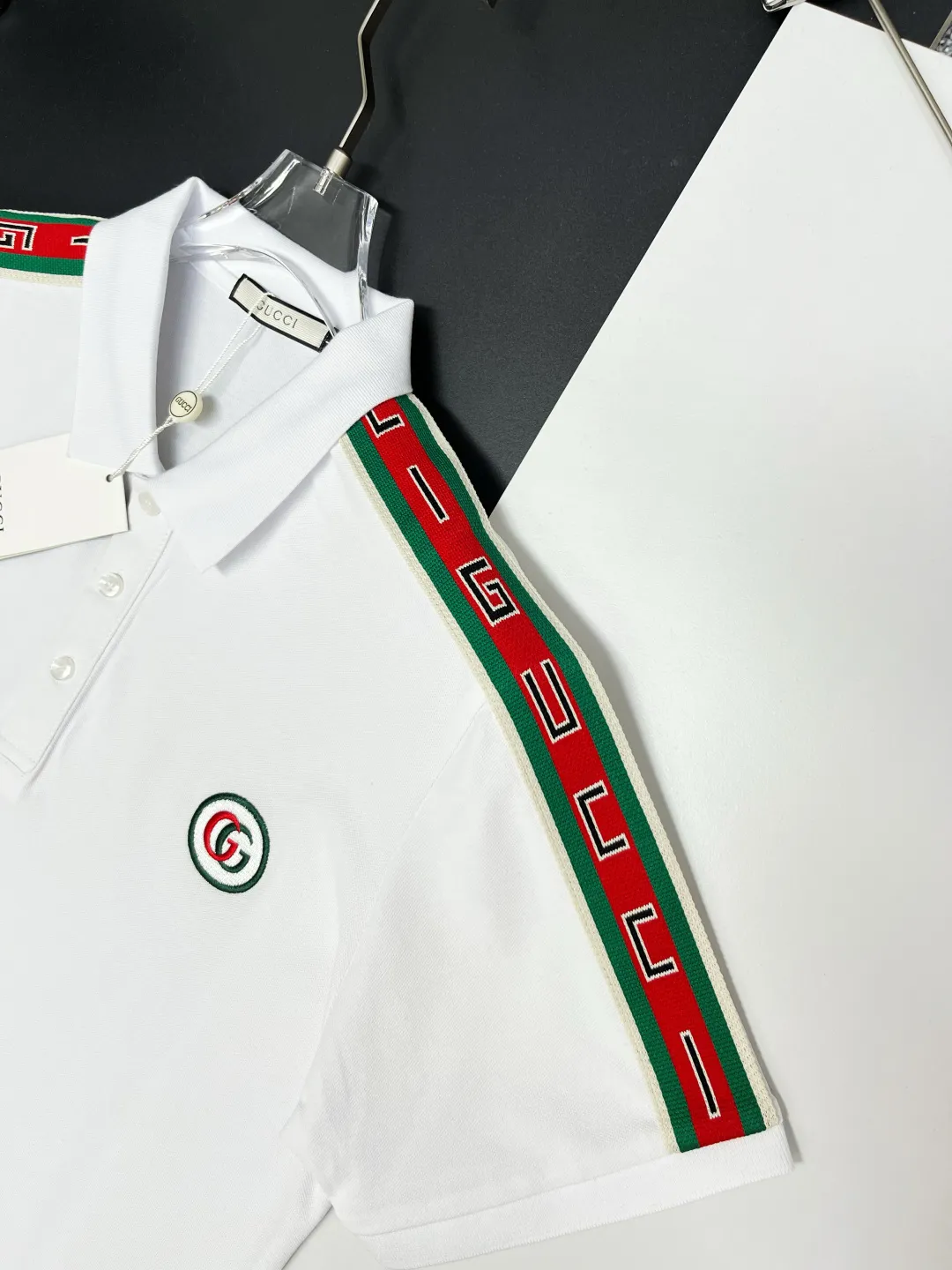 Logo-Embroidered Web-Stripe Polo Shirt D11018913 — view 4