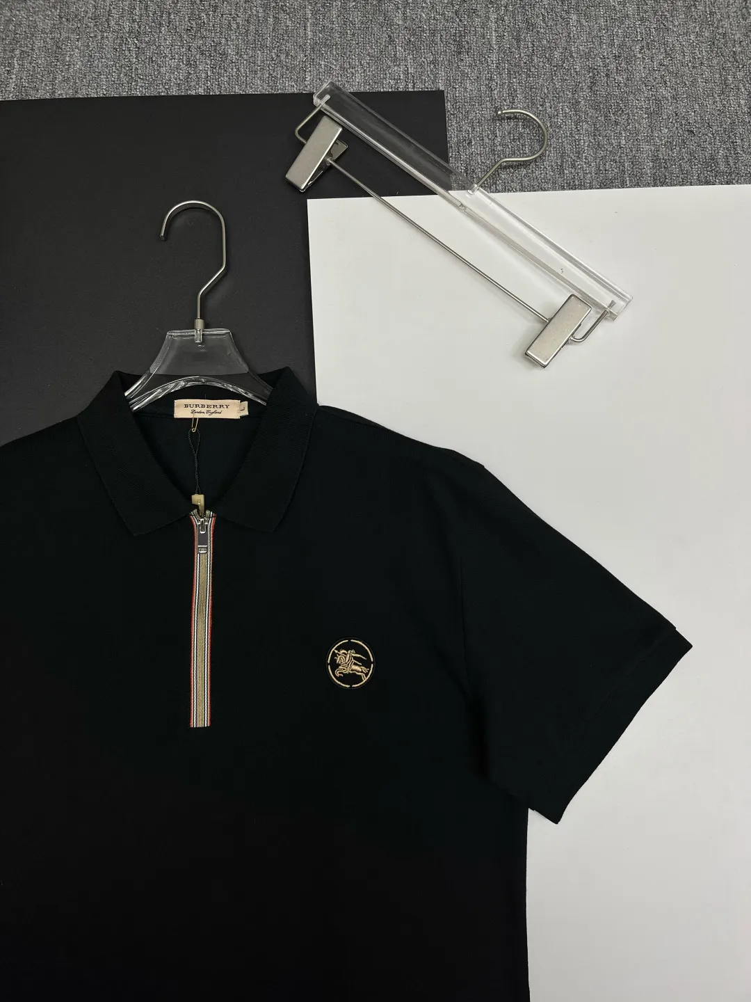 Icon Stripe Zip-Placket Polo Shirt D11018864 — view 3
