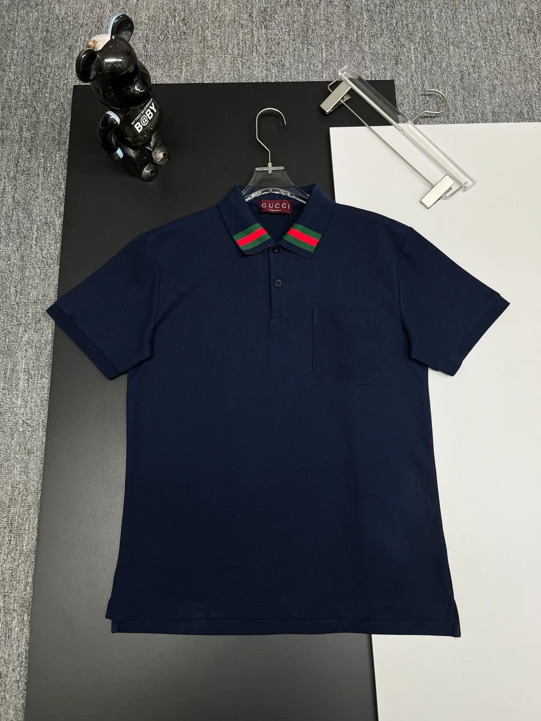 Web-Stripe Collar Cotton Pique Polo Shirt D11018860
