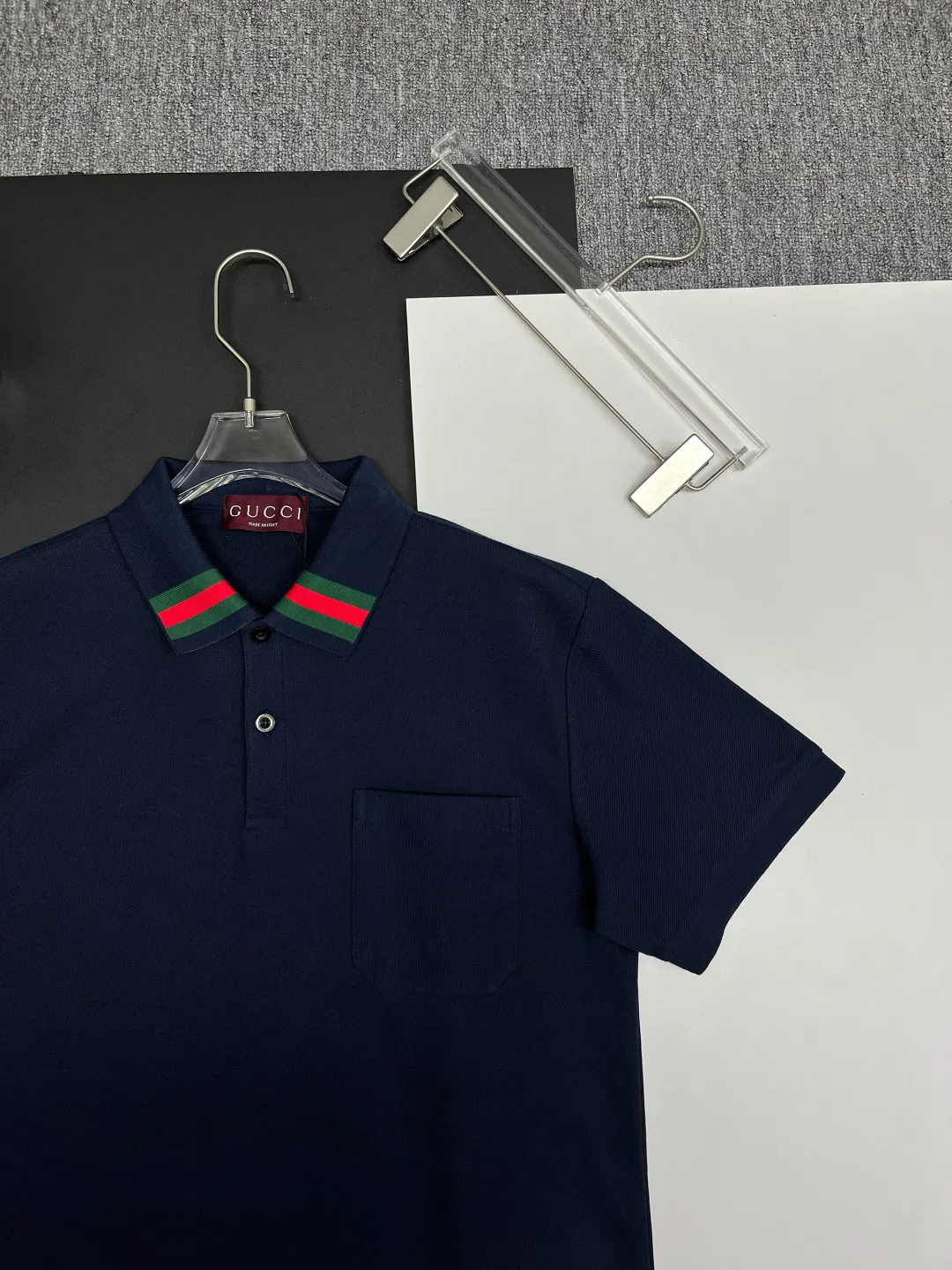 Web-Stripe Collar Cotton Pique Polo Shirt D11018860 — view 3