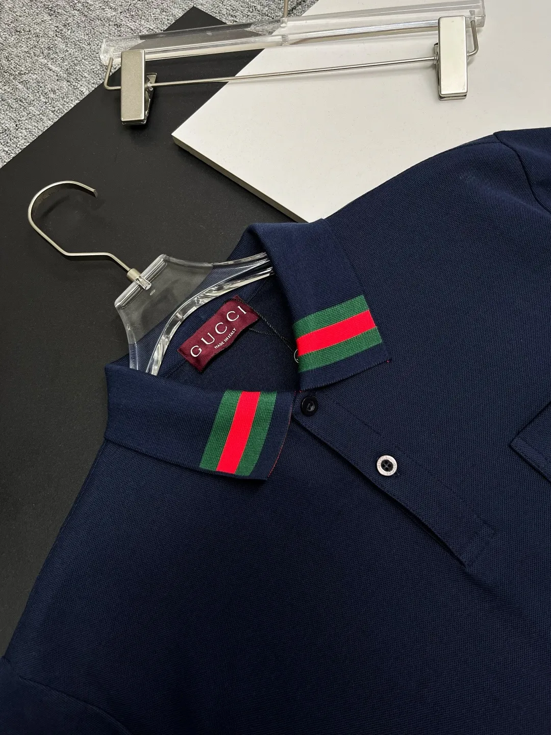 Web-Stripe Collar Cotton Pique Polo Shirt D11018860 — view 4